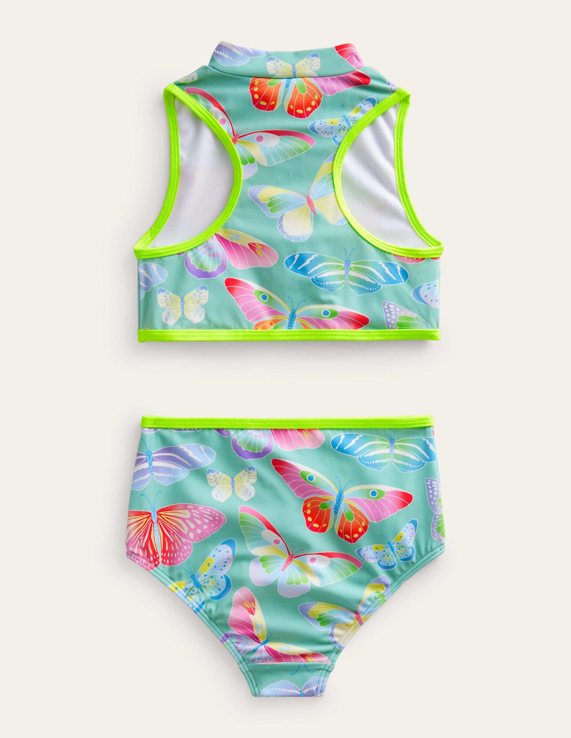 Sportlicher Bikini ohne Ärmel-Opalgrün Ombrierte Schmetterlinge-2