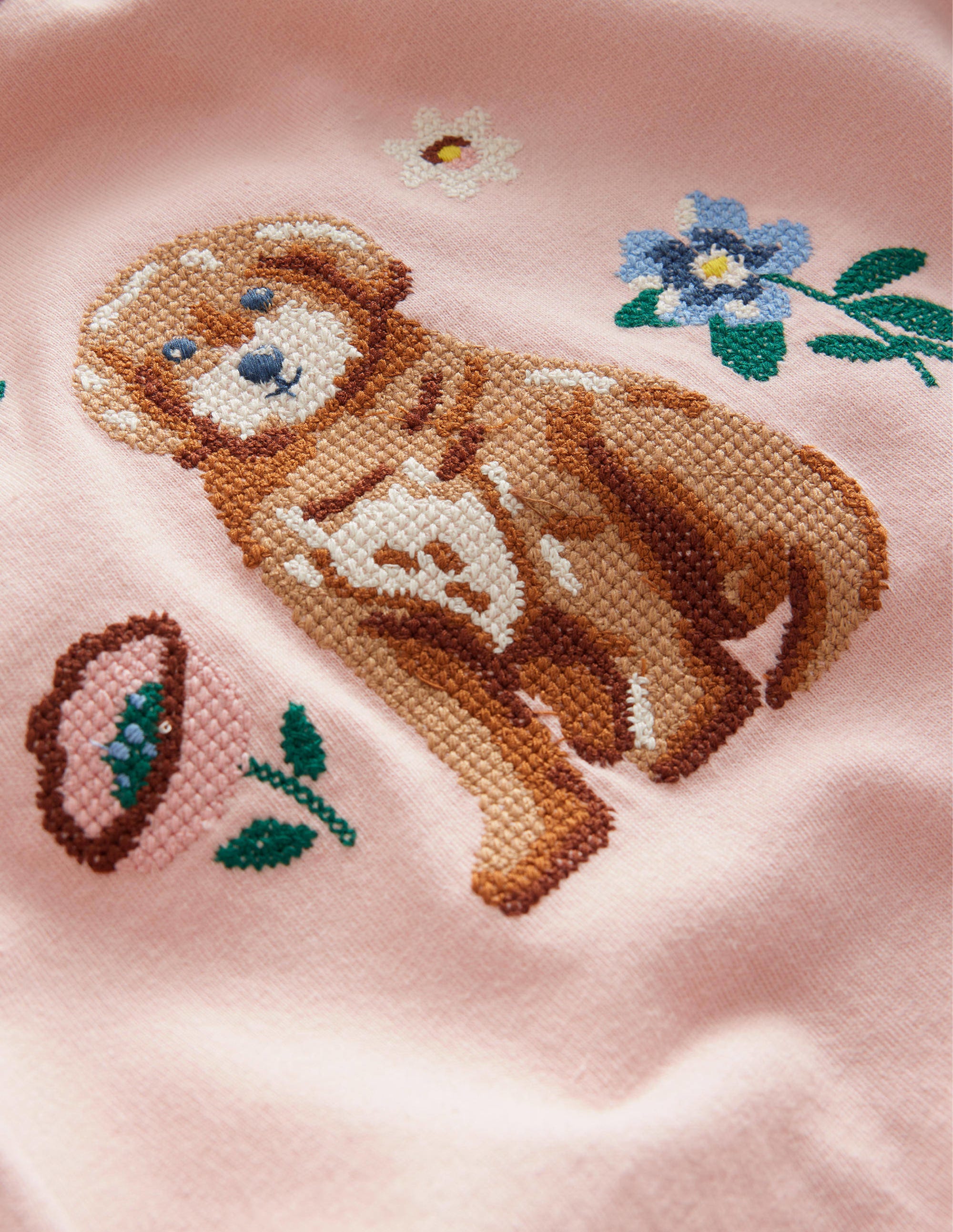 T-shirt brodé-Rose Provence poudré - Image 3