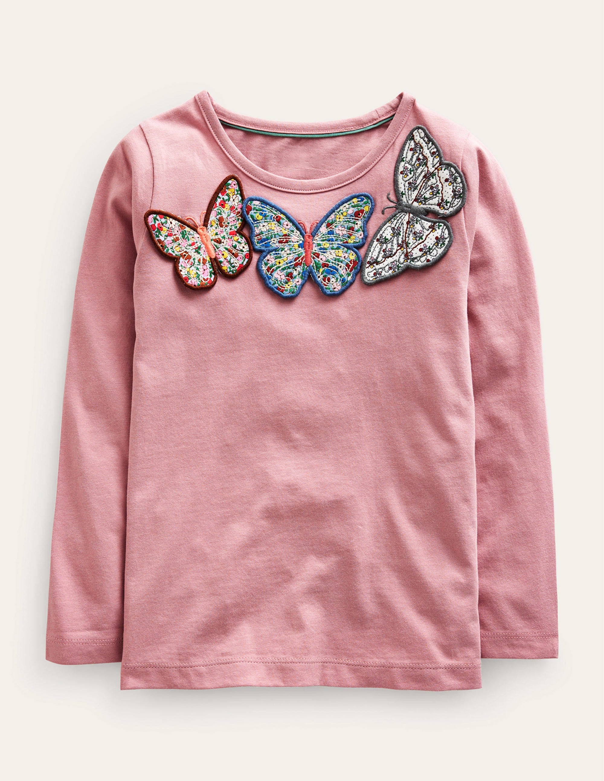 T-shirt à appliqué 3D-Papillons rose amande - Image 1