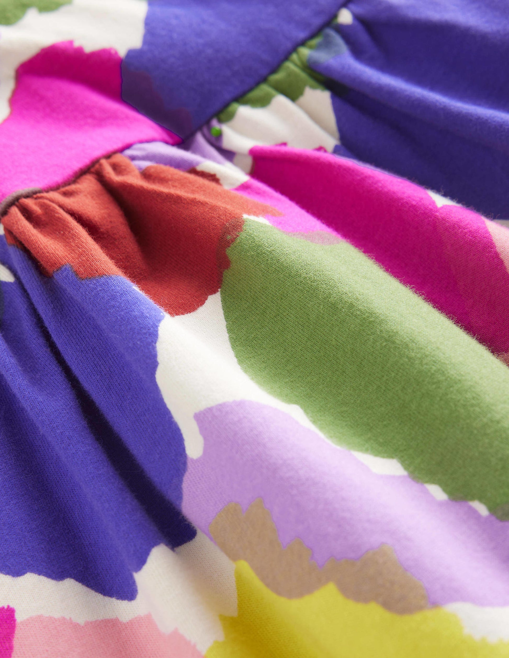 Lustiges Jerseykleid mit kurzen Ärmeln-Bunt Farbkleckse-3