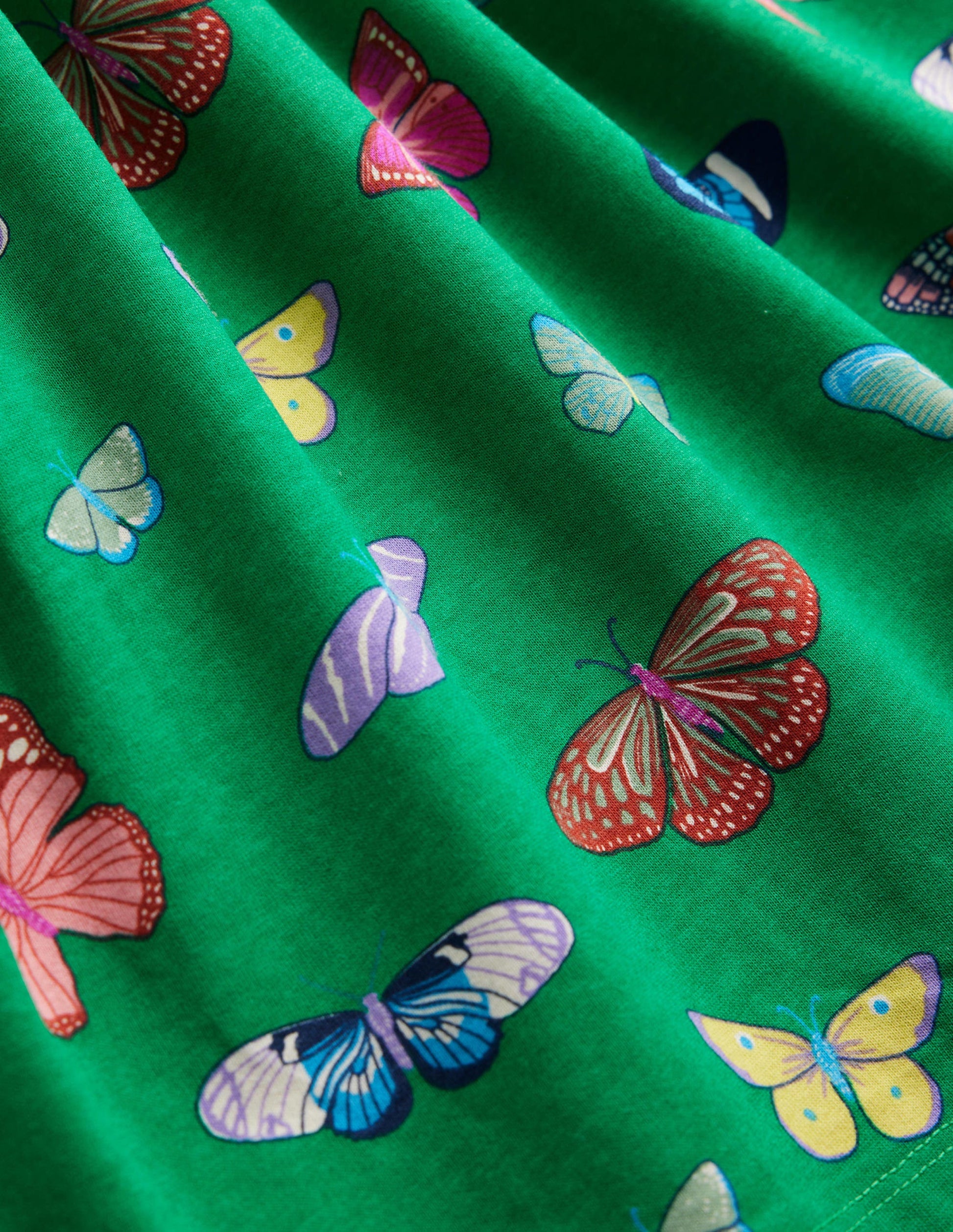 Robe fun à manches courtes en jersey-Papillons vert prairie-3
