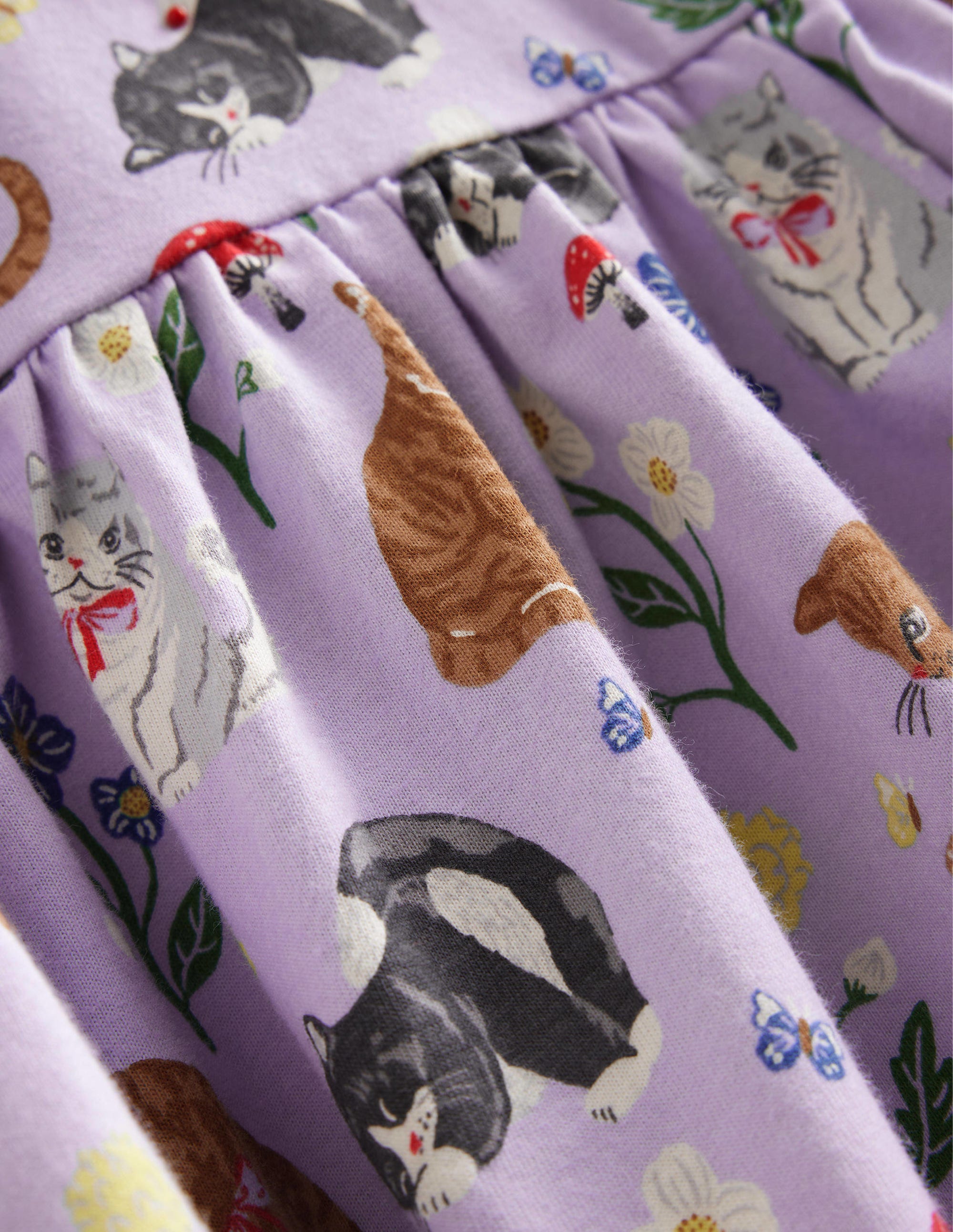 Lustiges Jerseykleid mit kurzen Ärmeln-Violett Katzen - Image 3