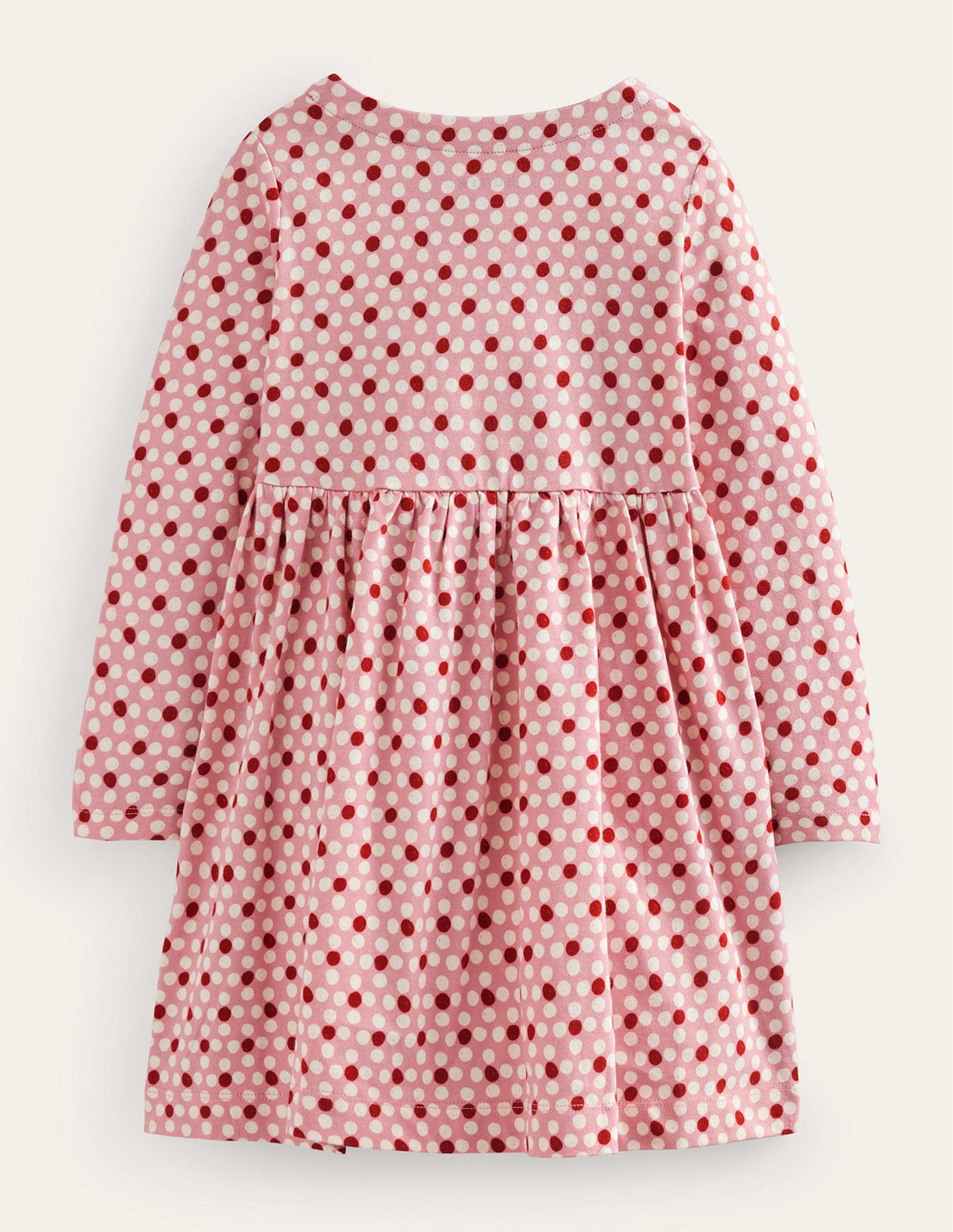 Lustiges Jerseykleid mit langen Ärmeln-Mandelrosa Geo Blume-2
