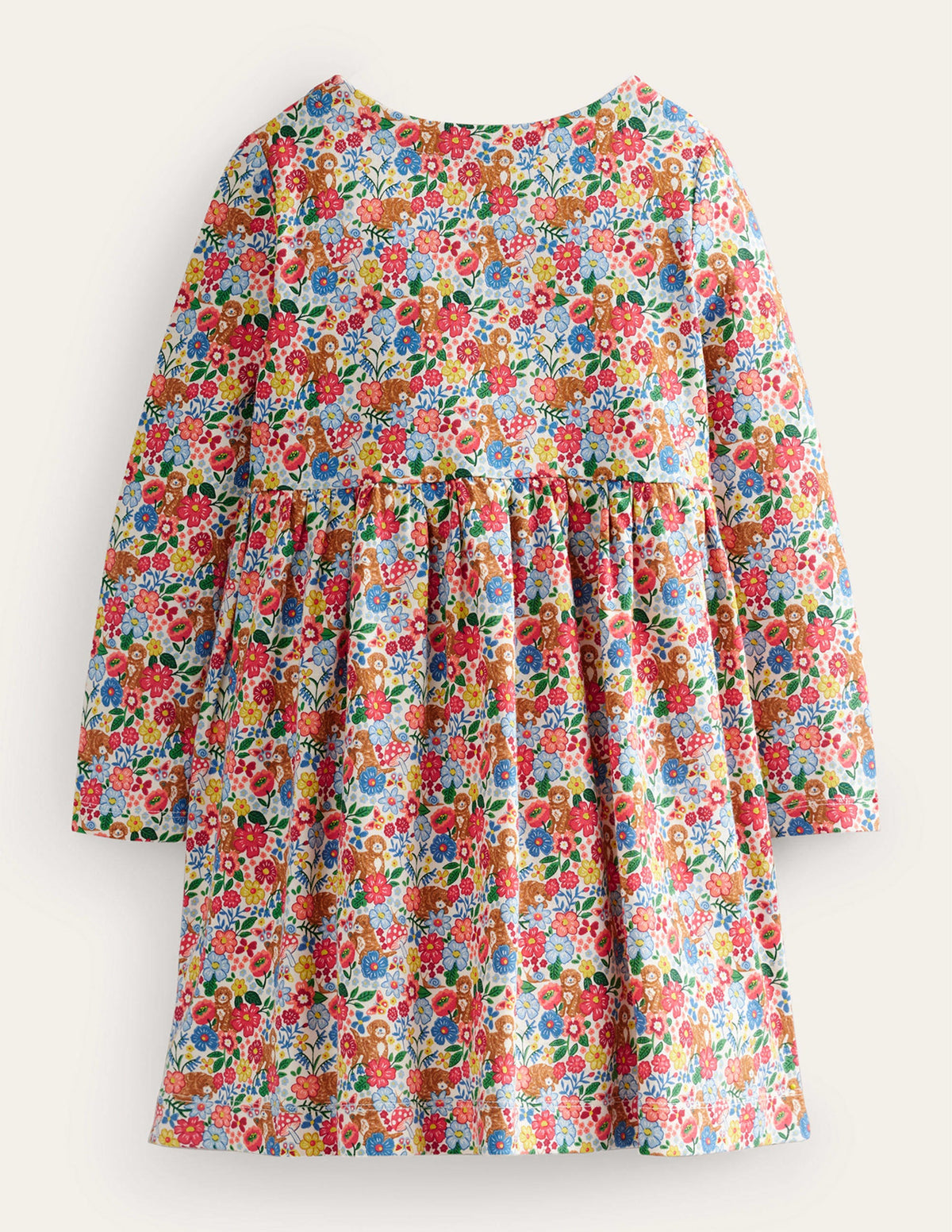 Lustiges Jerseykleid mit langen Ärmeln-Bunte Blumen Welpen-2