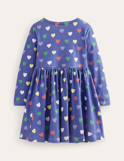 Ballerina-Kleid aus Jersey-Schuluniform-Marineblau Herzen-4