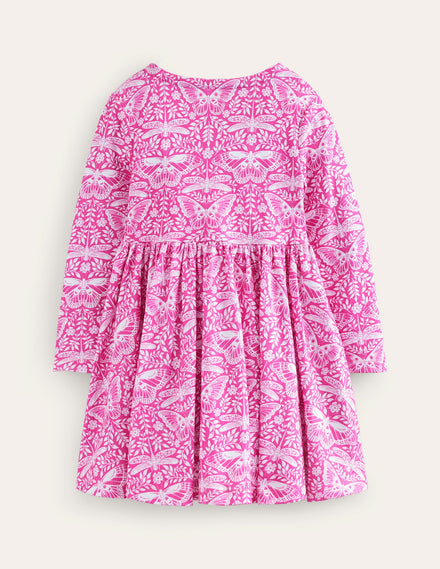 Ballerina-Kleid aus Jersey-Bartnelken-Rosa Schmetterling