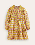 Tiered Jersey Dress-Sweetcorn Yellow Floral