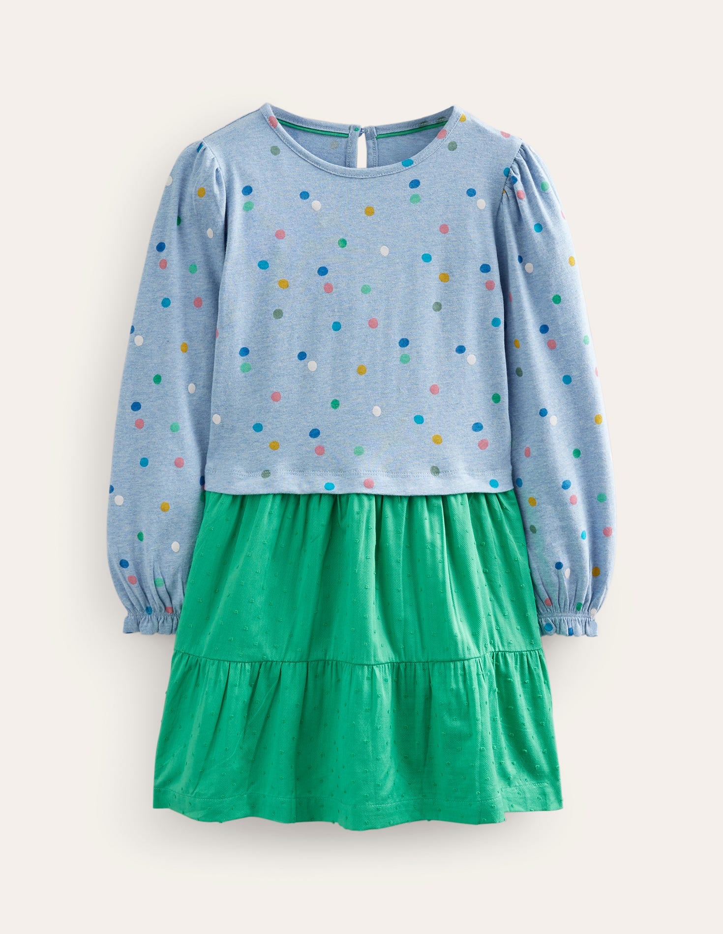 Jersey Woven Mix Dress-Delft Blue-1