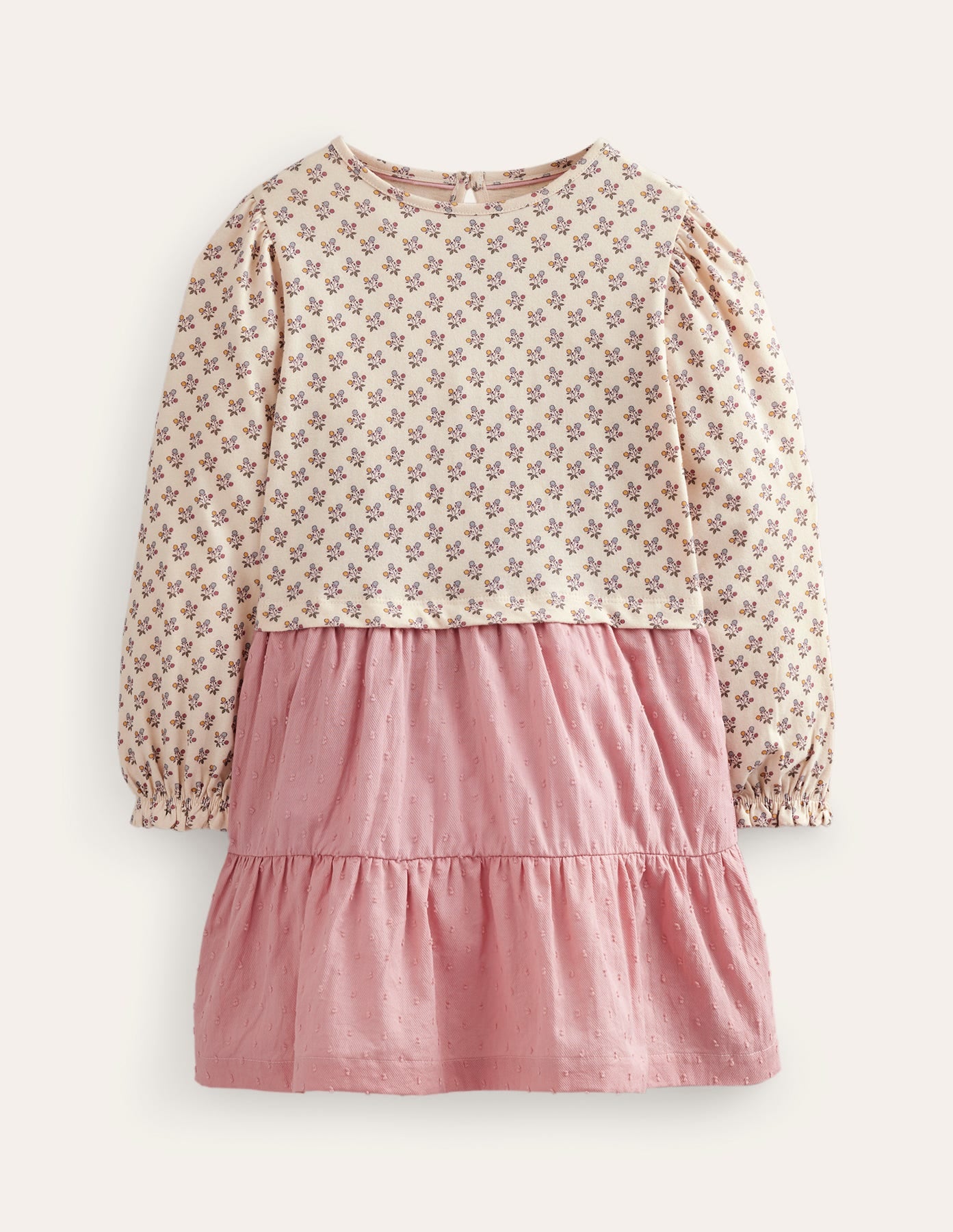 Robe tissée en jersey mélangé-Rose amande - Image 1