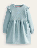 Sweatkleid mit Jacquard-Herz-Design-Turmalinblau