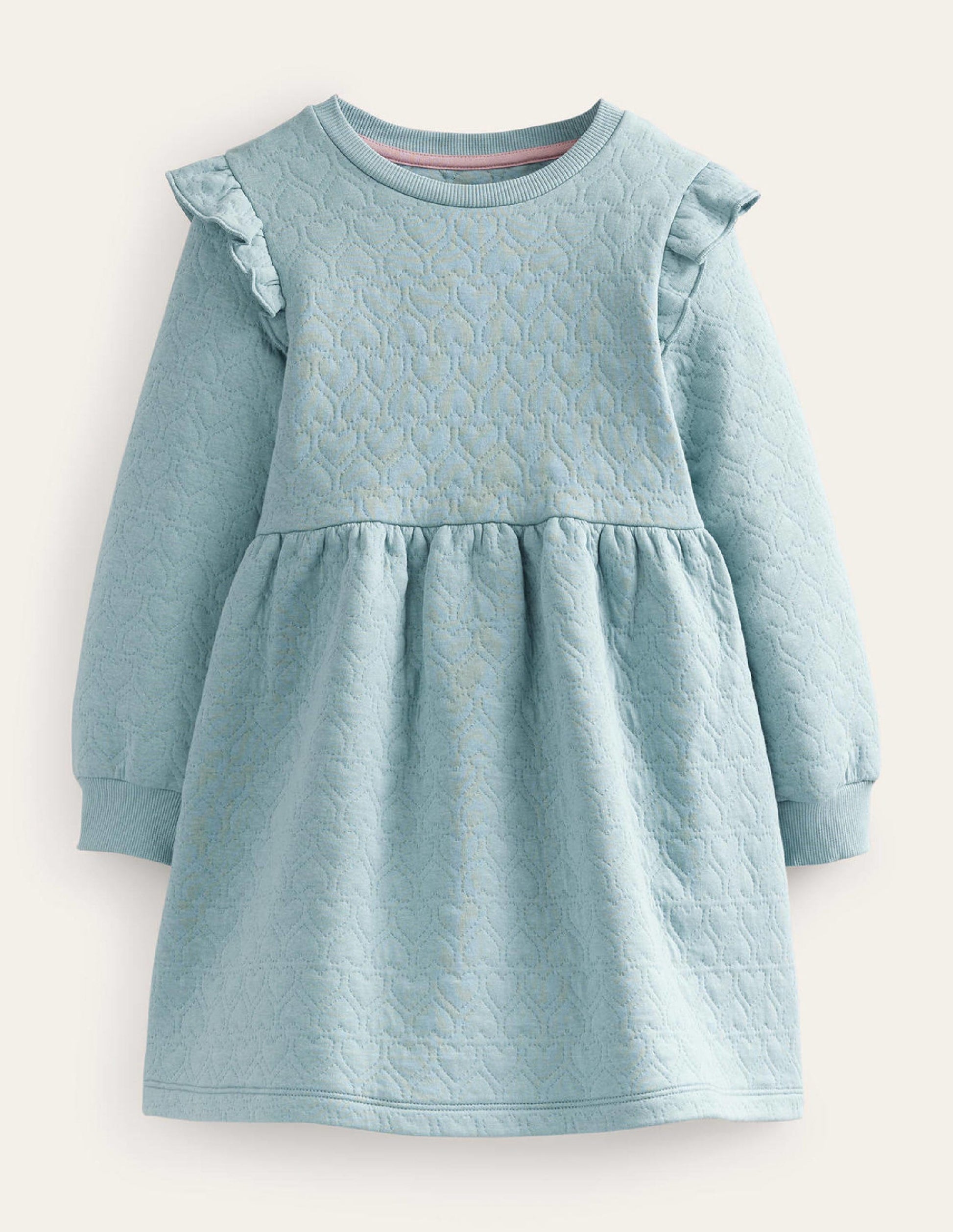Sweatkleid mit Jacquard-Herz-Design-Turmalinblau-1