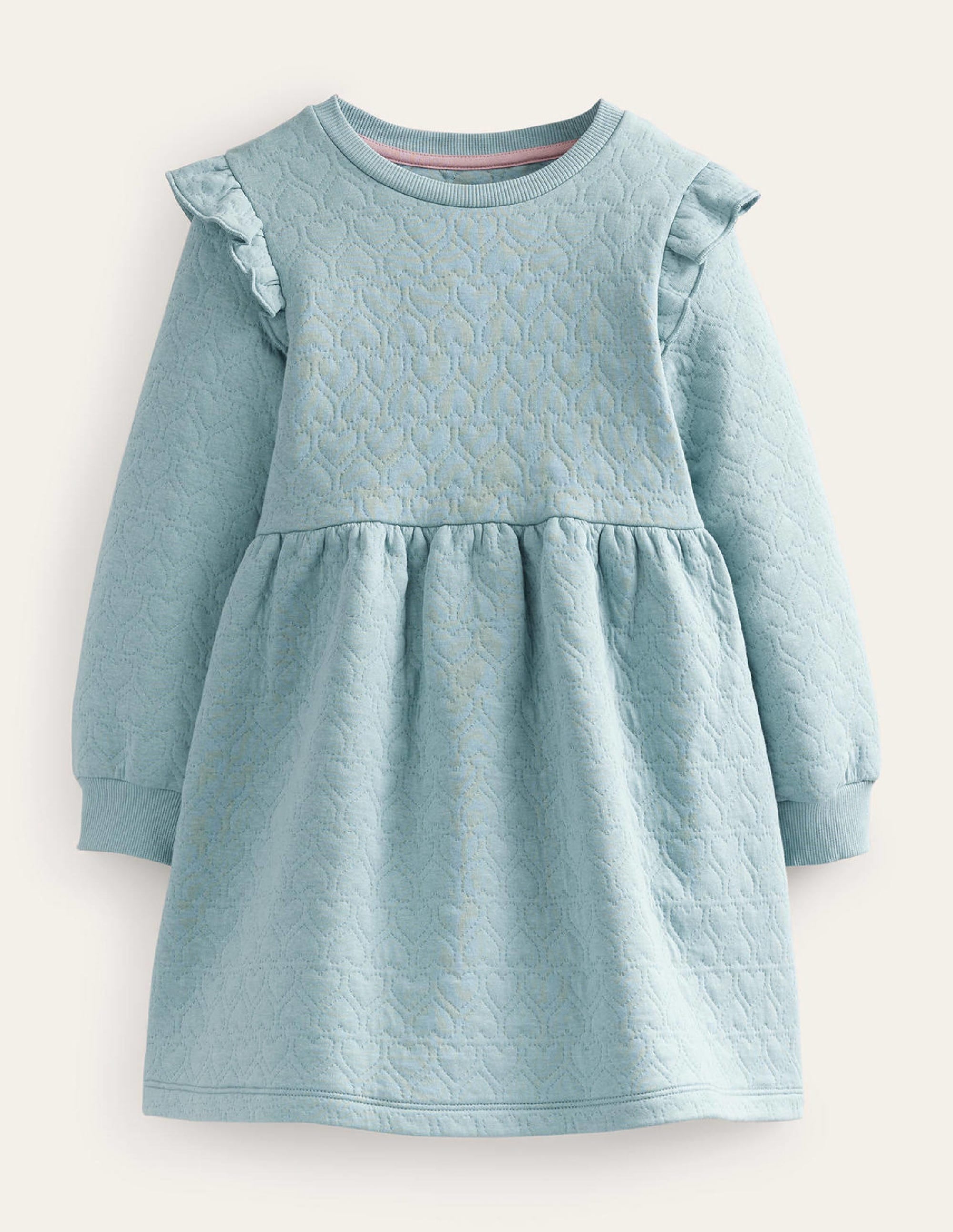 Sweatkleid mit Jacquard-Herz-Design-Turmalinblau - Image 1