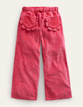 Bas de jogging en velours festonné-Rose fard