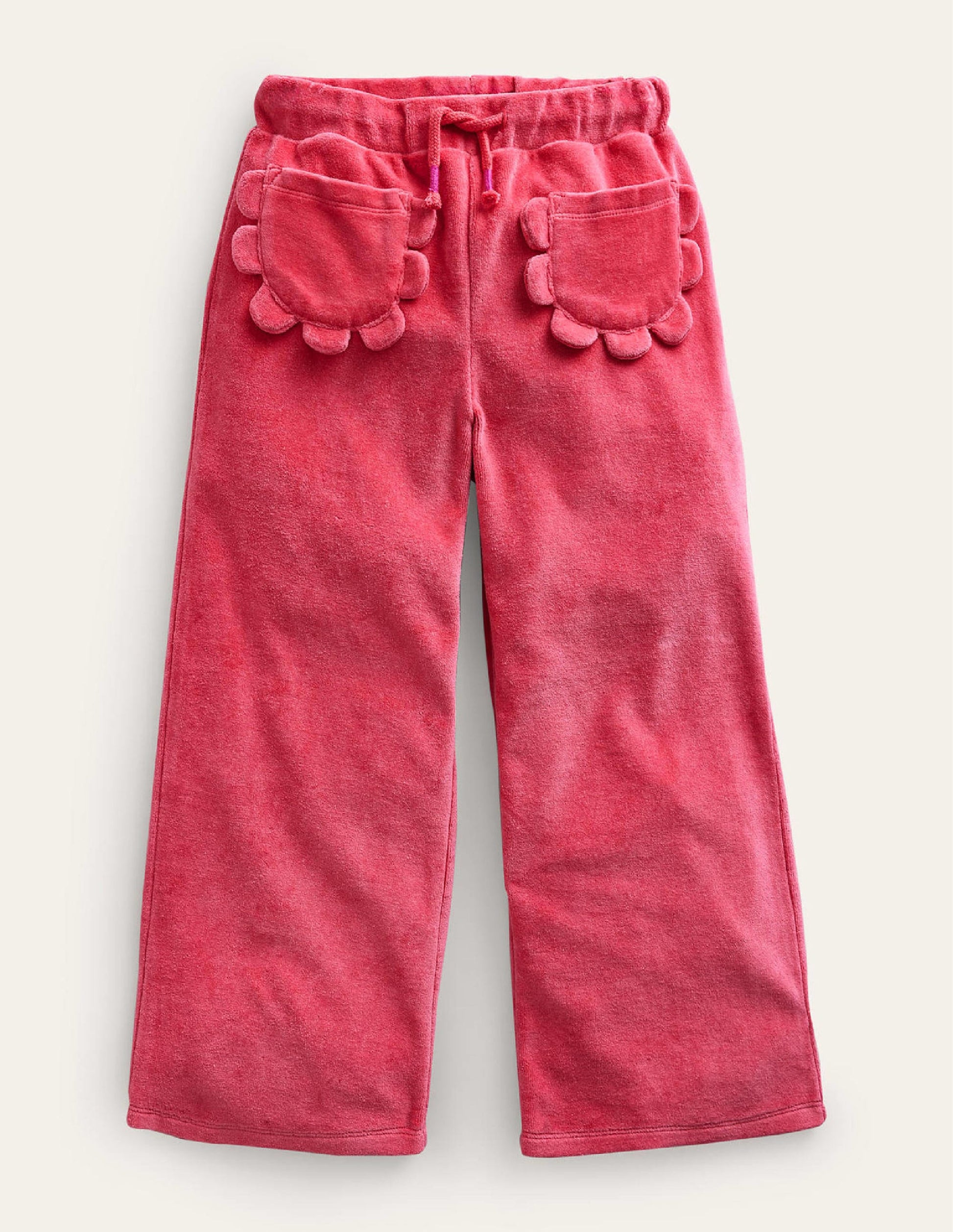 Bas de jogging en velours festonné-Rose fard-1