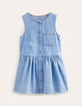 Latzkleid mit Knöpfen-Medium Vintage Chambray