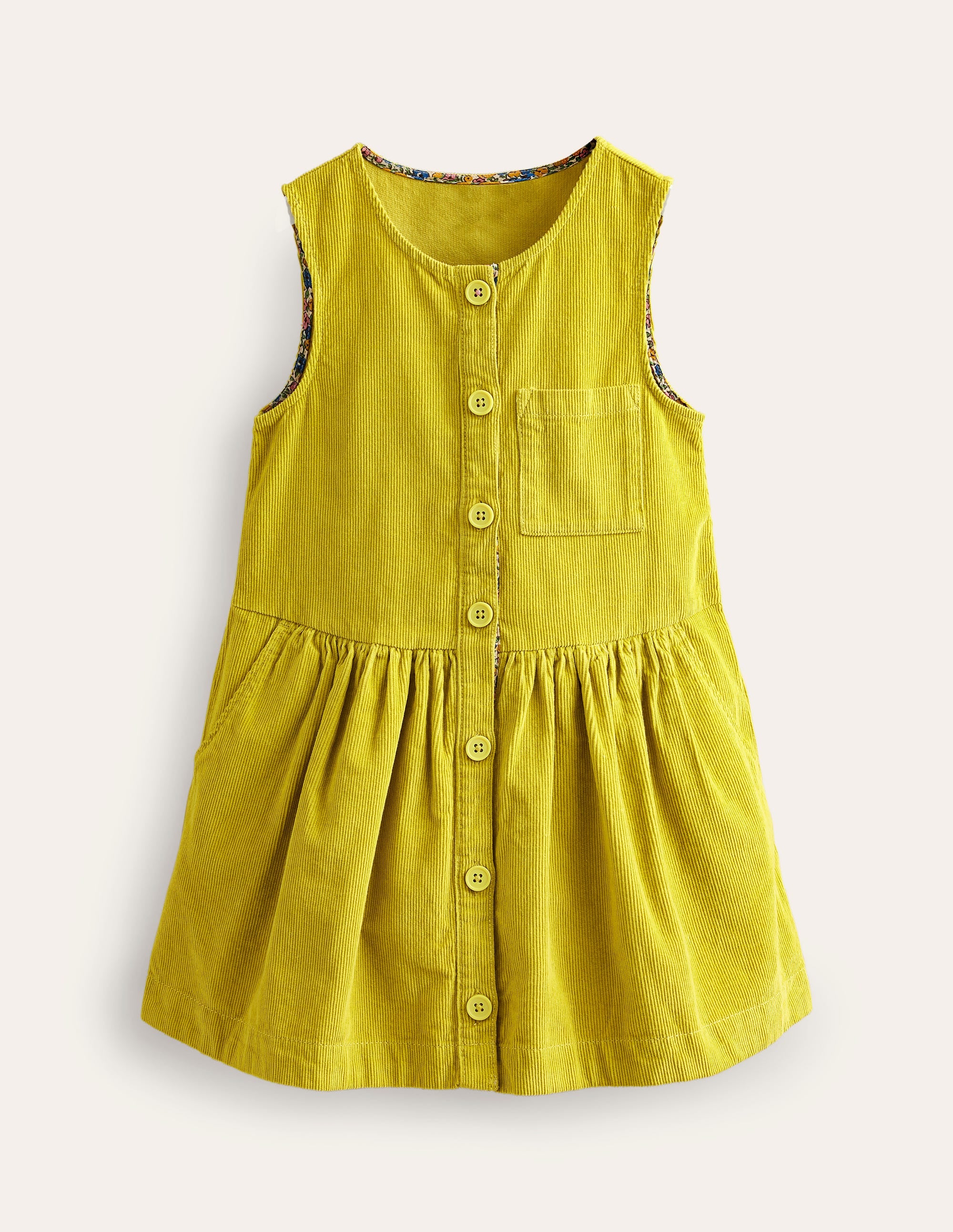 Robe chasuble boutonnée-Jaune groseille à maquereau - Image 1