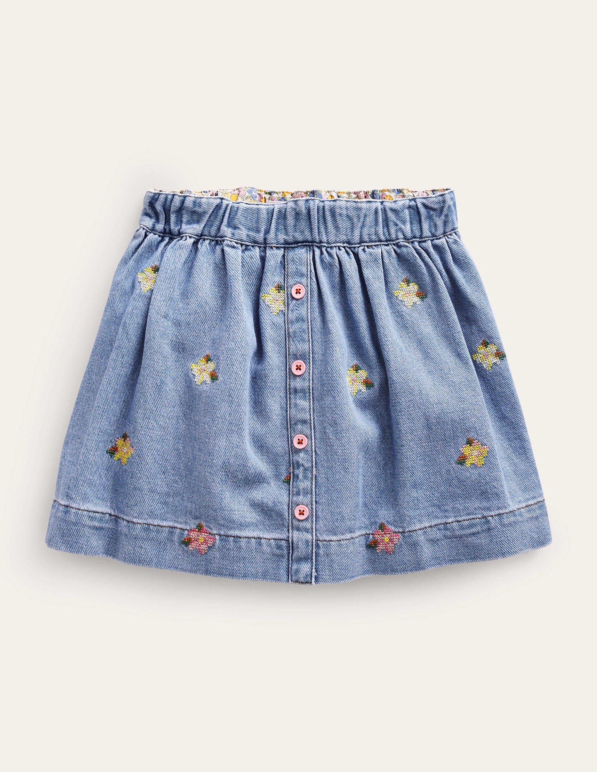 Jupe tournoyante boutonnée-Chambray moyen-1