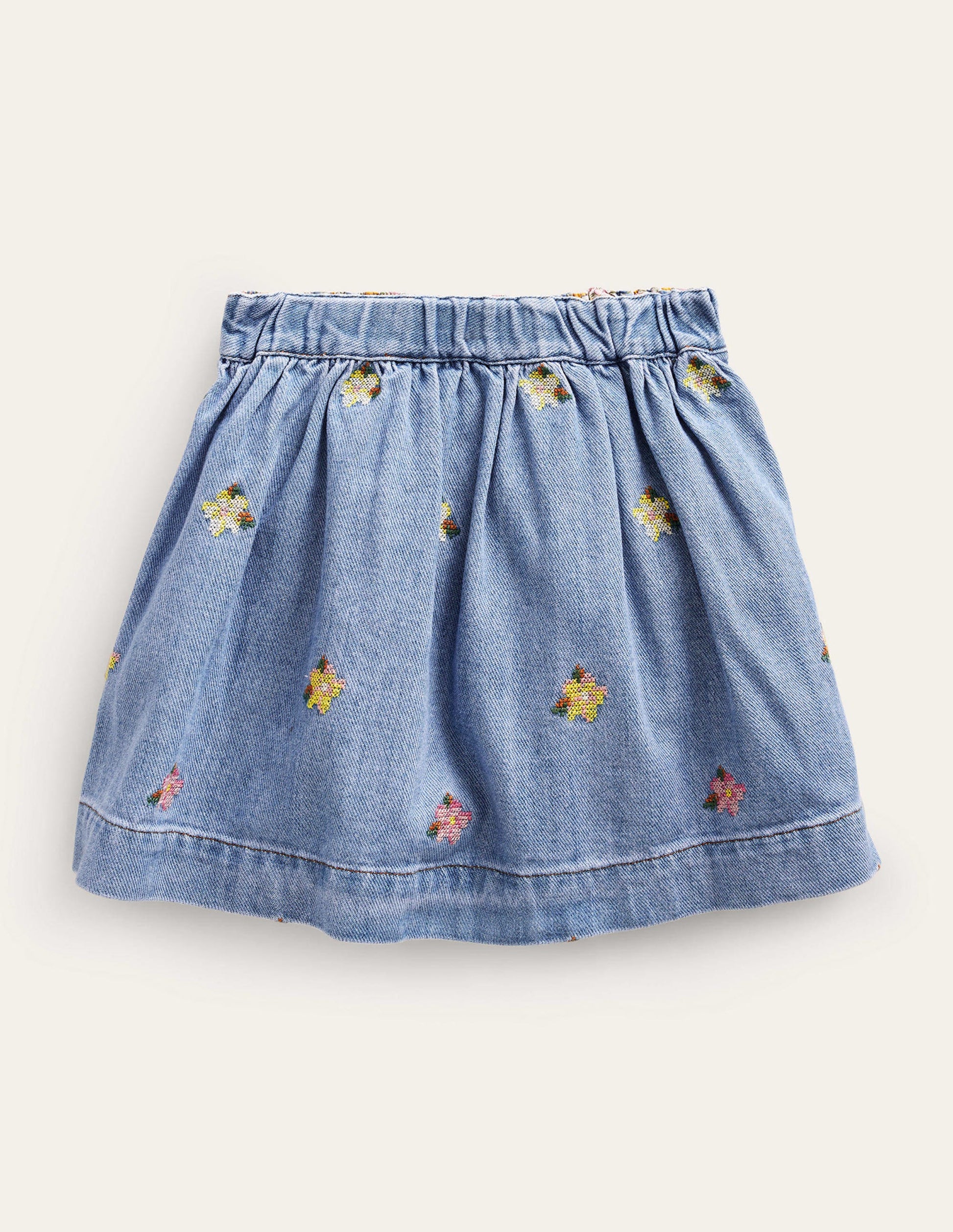 Jupe tournoyante boutonnée-Chambray moyen-2
