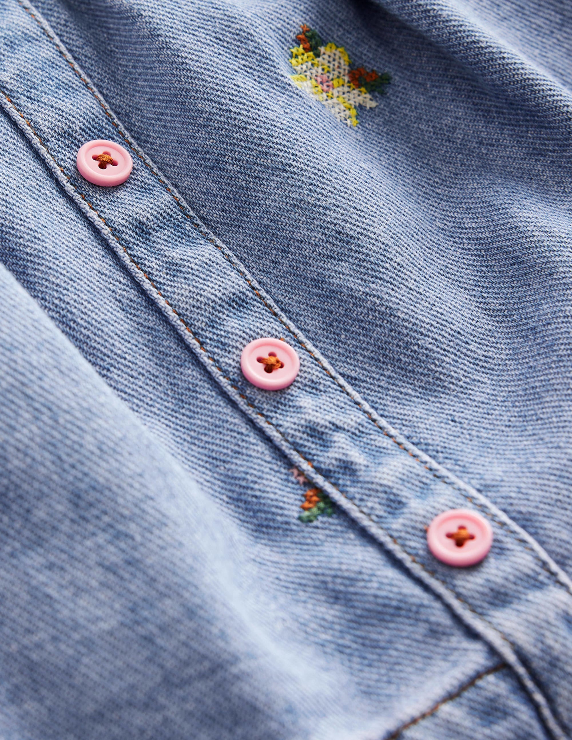 Jupe tournoyante boutonnée-Chambray moyen - Image 3