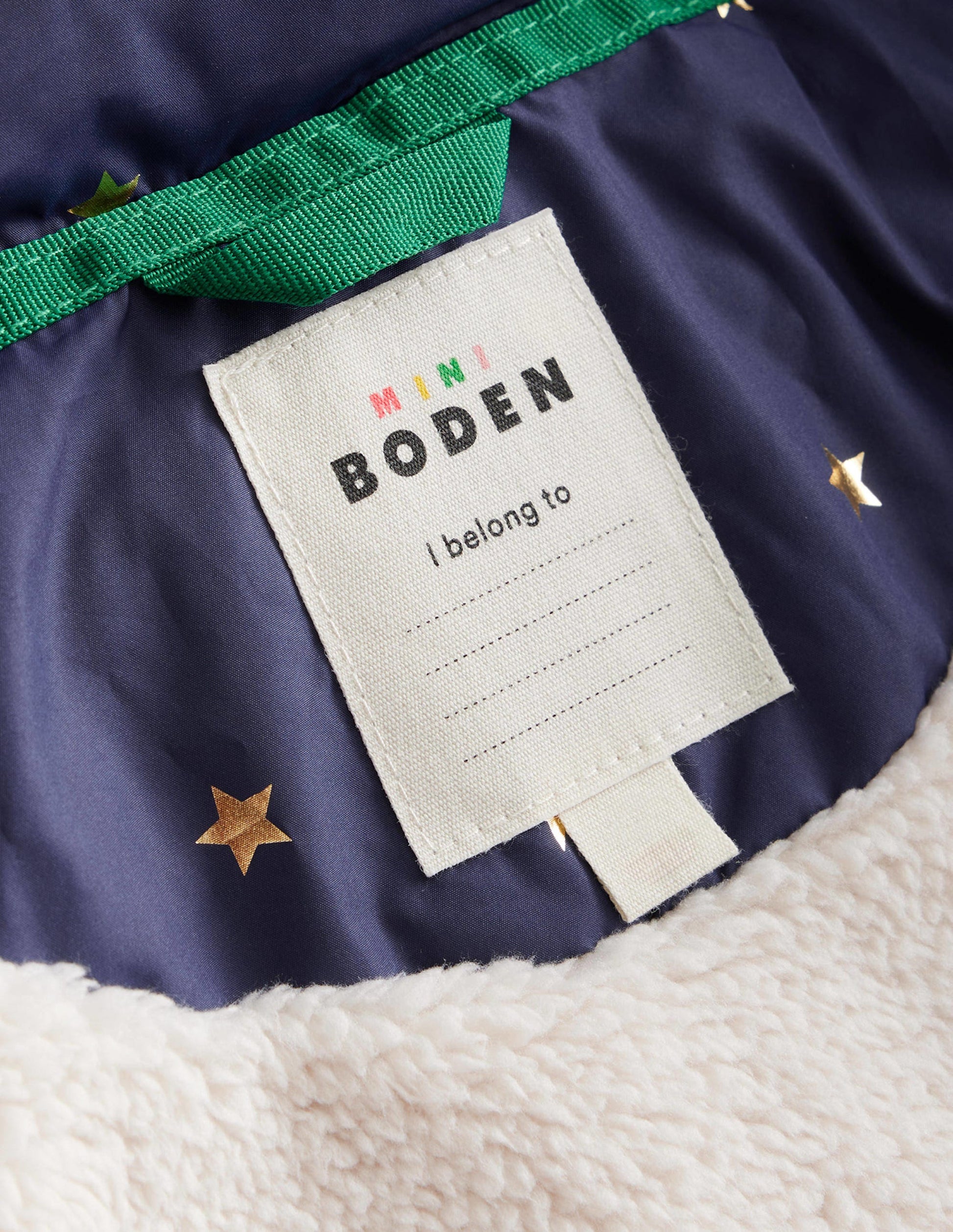 Longline Padded Coat-Navy Foil Stars-4