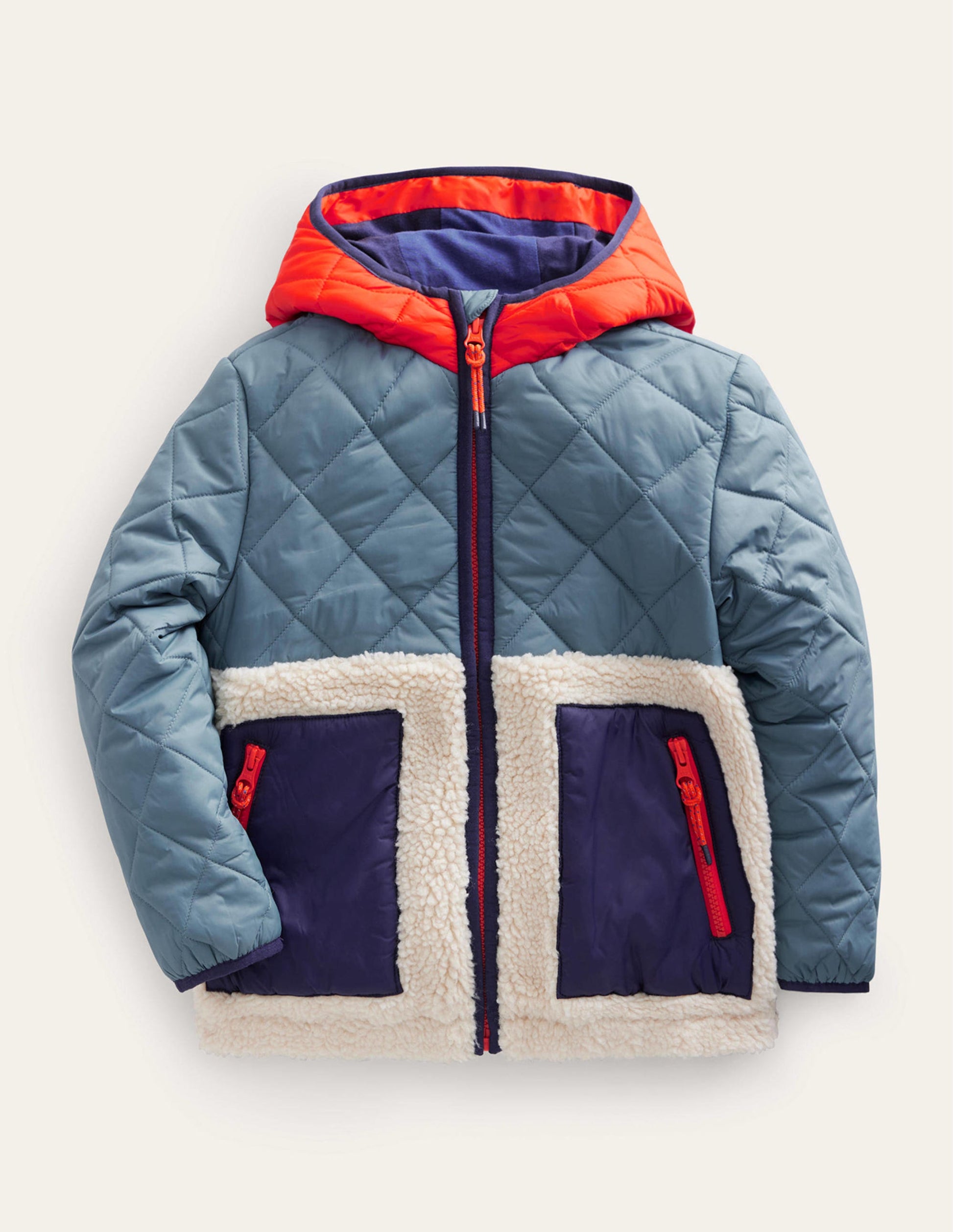 Borg Mix Jacket-Puddle Blue-1