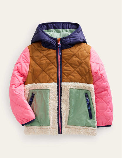 Jacke aus Borg-Mix-Karamellbonbonbraun-3