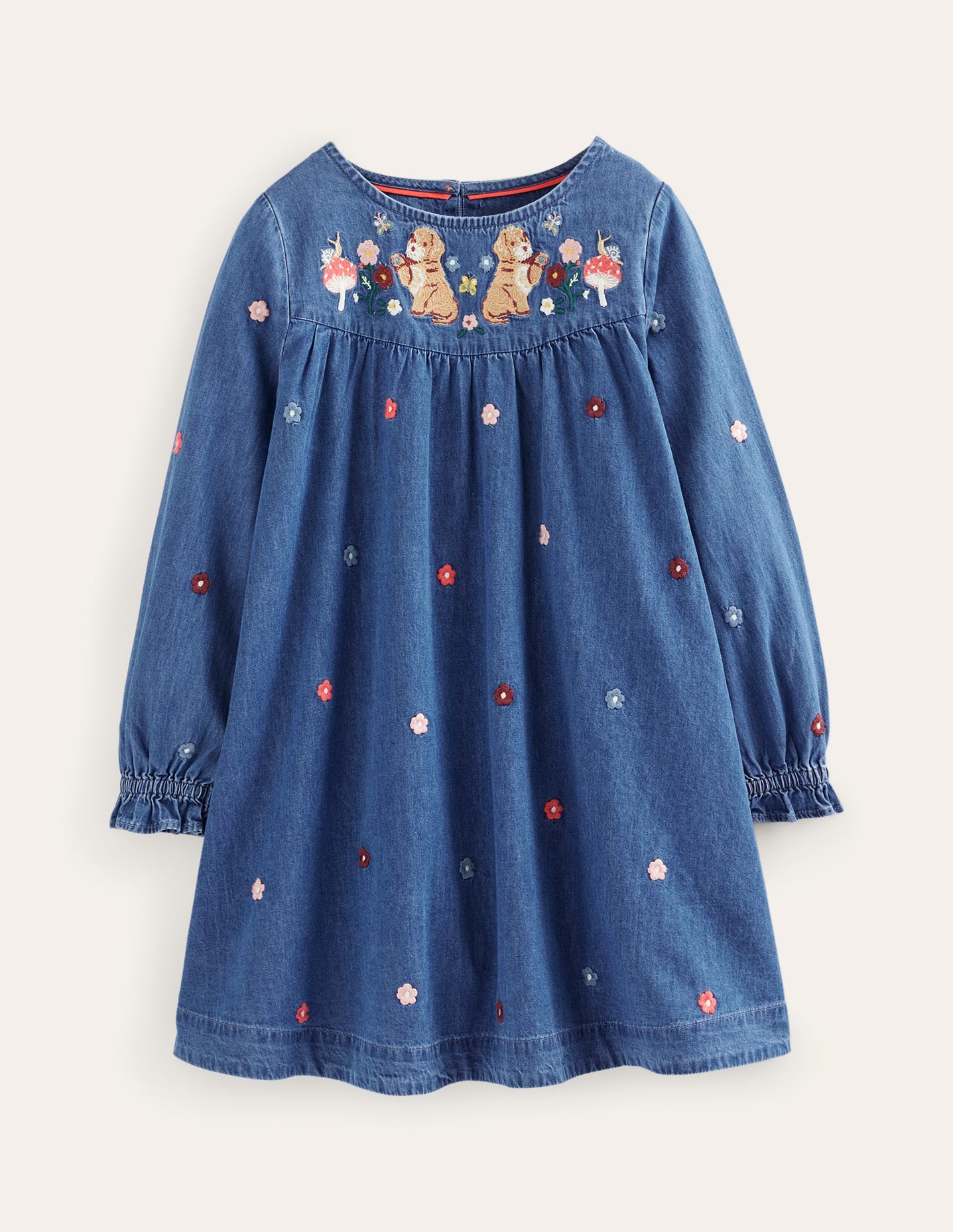 Robe tissée à logo brodé-Denim vintage moyen-1