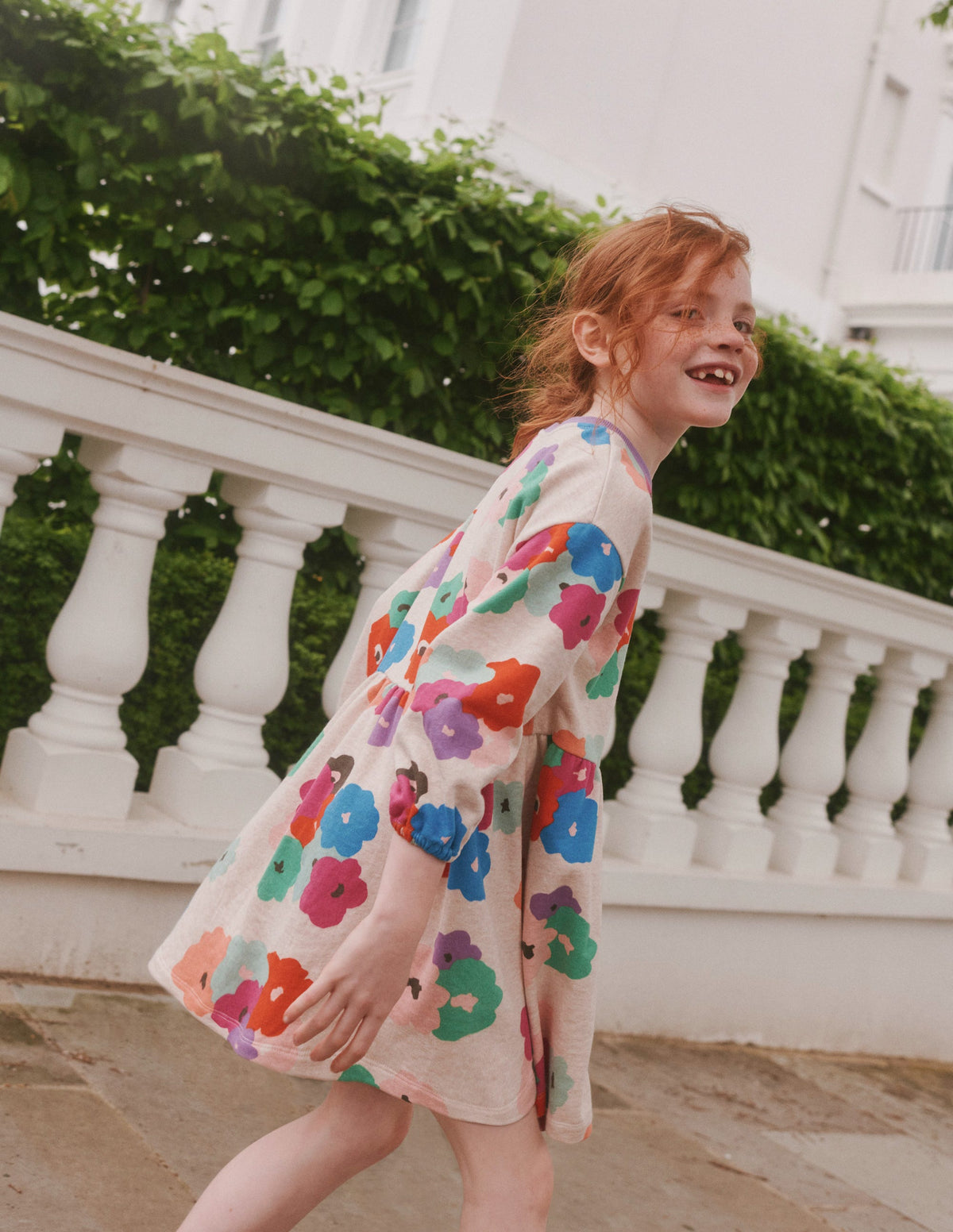 Bedrucktes Sweatshirt-Kleid-Bunt Abstrakt Blumen - Image 5