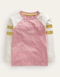 T-shirt colourblock à manches raglan-Rose amande