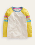 Raglan-T-Shirt mit Blockfarben-Haferbeige Meliert