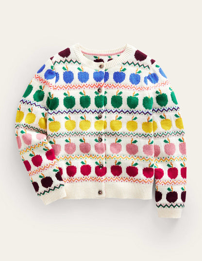 Fair-Isle-Strickjacke-Warmes Naturweiß Äpfel-3