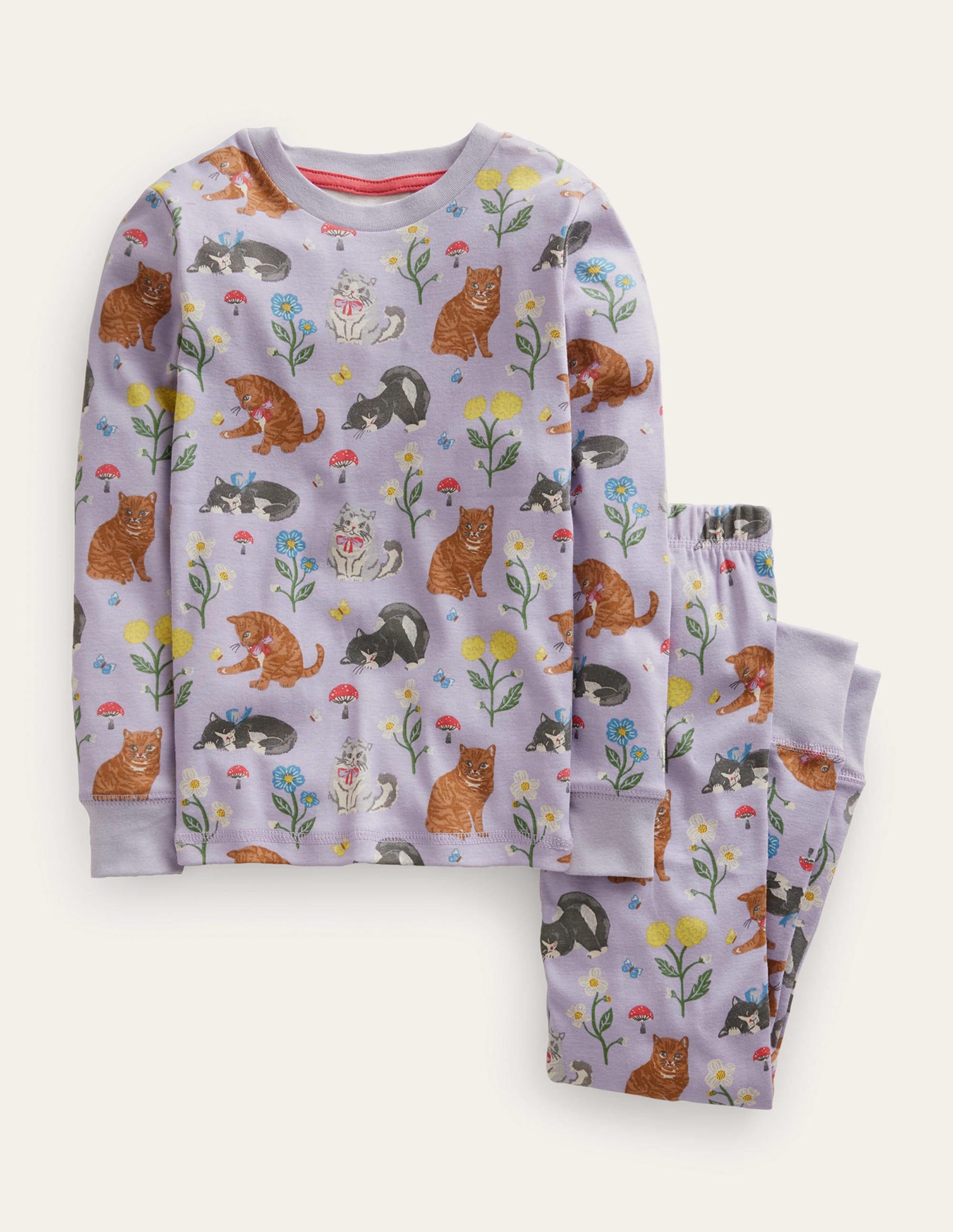Pyjama long douillet-Chats violet clair - Image 1