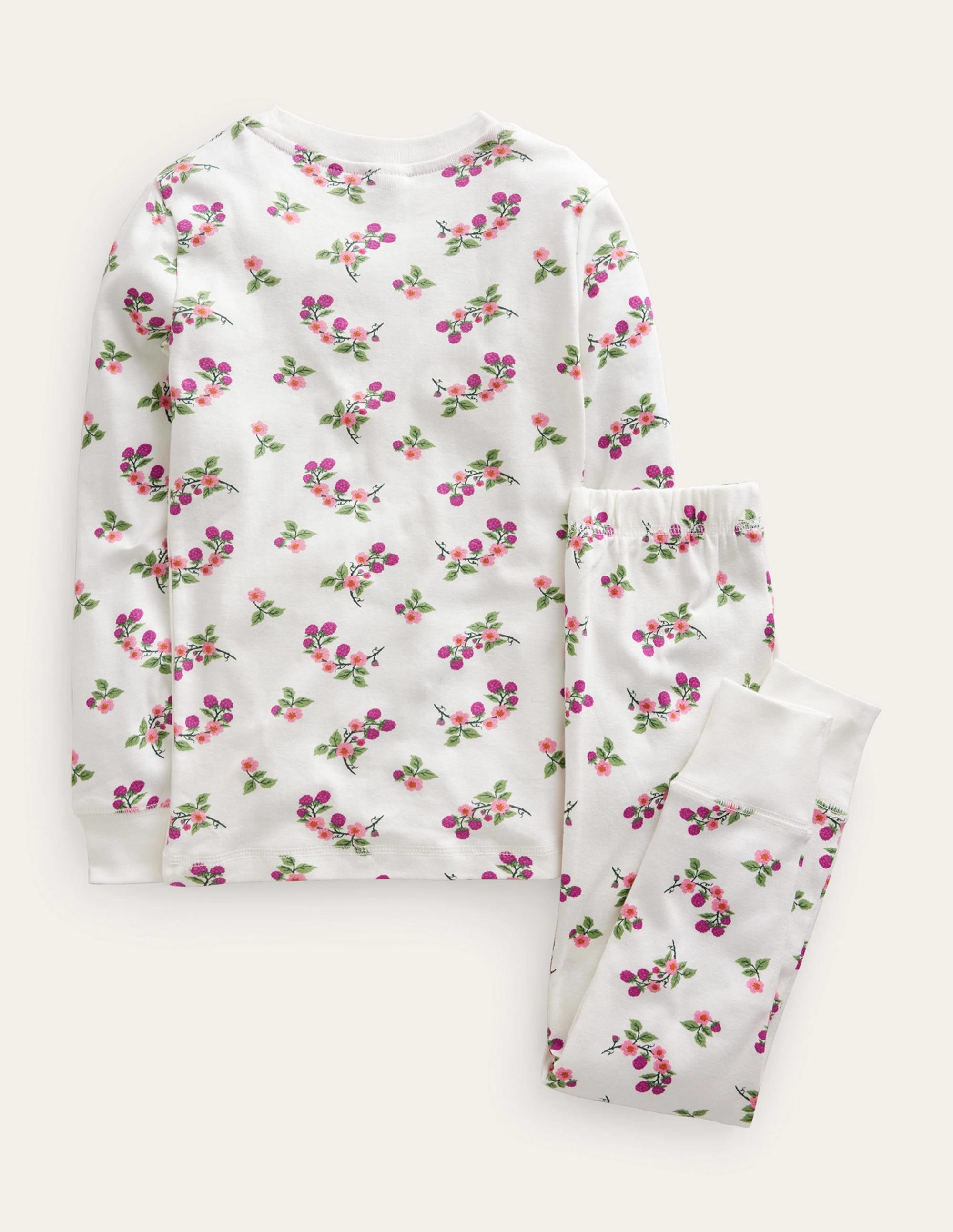 Pyjama long douillet-Motif floral ivoire - Image 2