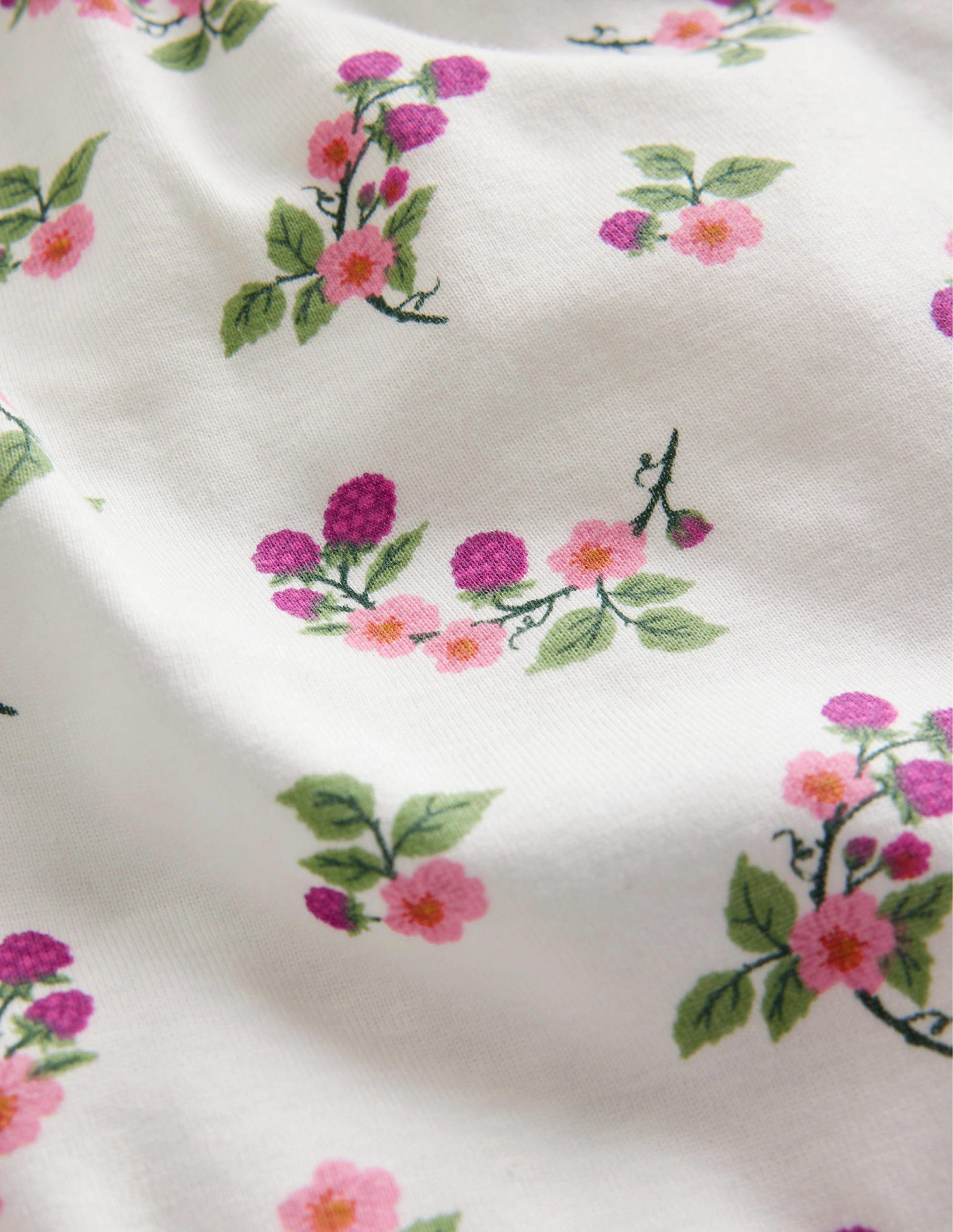 Pyjama long douillet-Motif floral ivoire-3