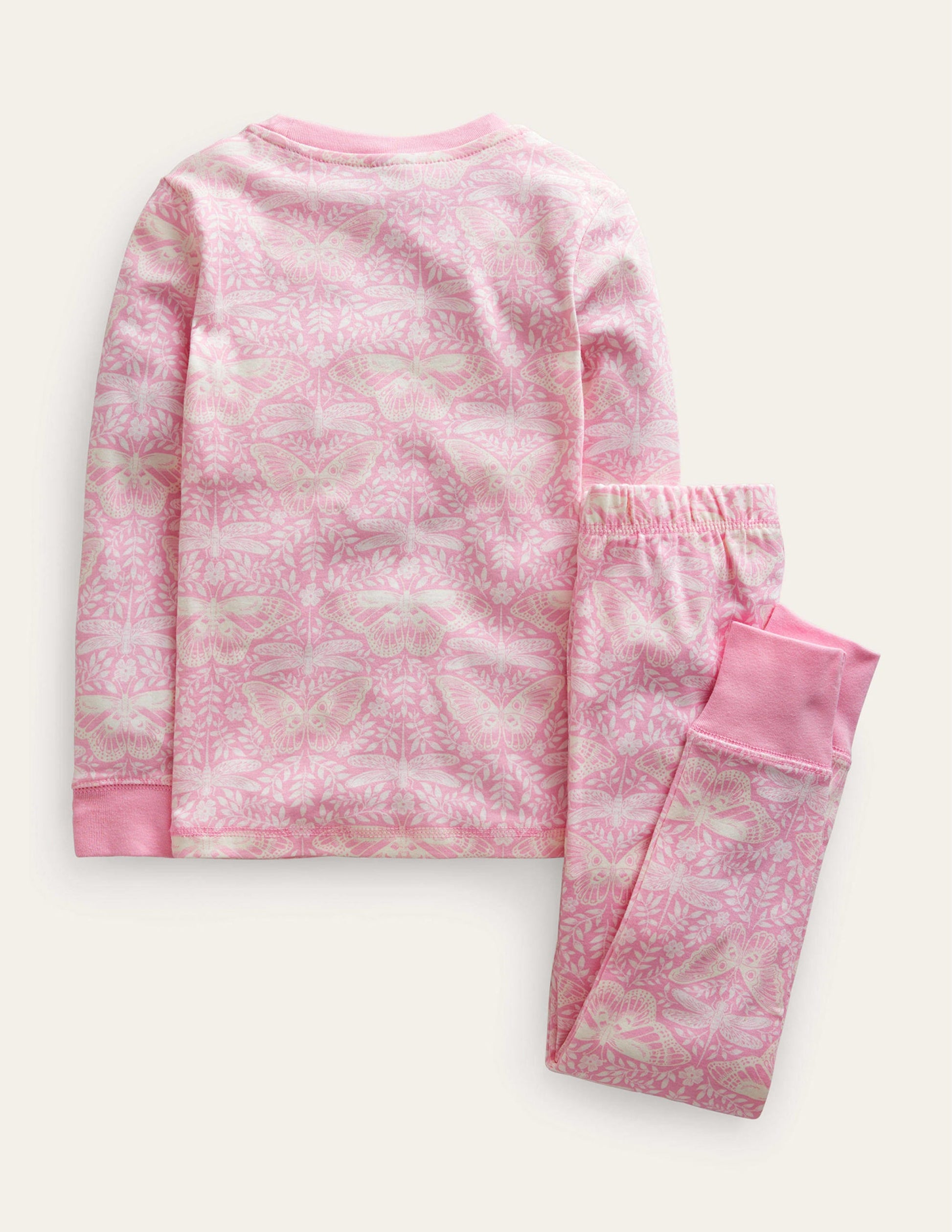 Eng anliegender, im Dunkeln leuchtender Pyjama-Cameo-Rosa Schmetterling-2