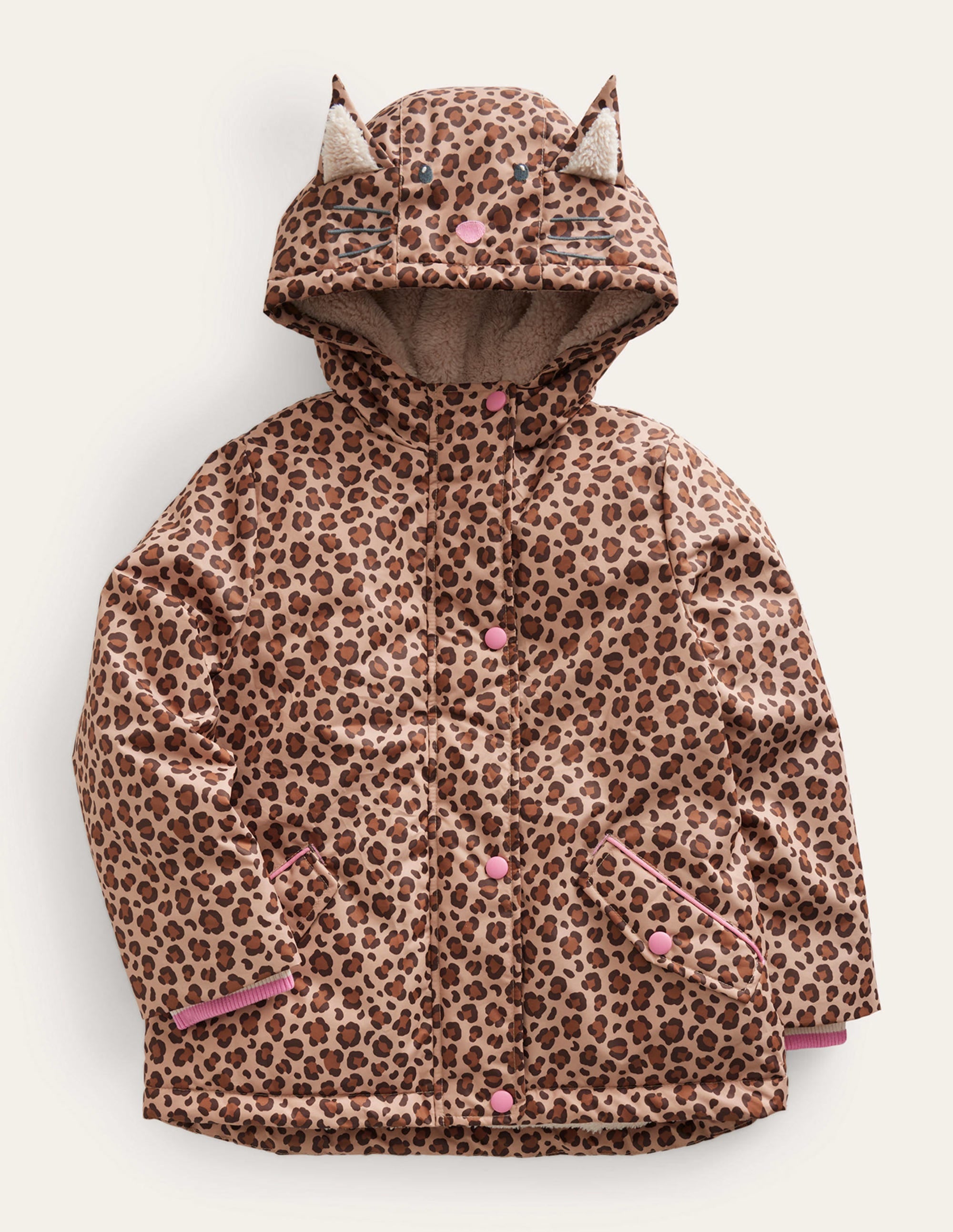 Anorak à doublure sherpa-Imprimé léopard noix - Image 1