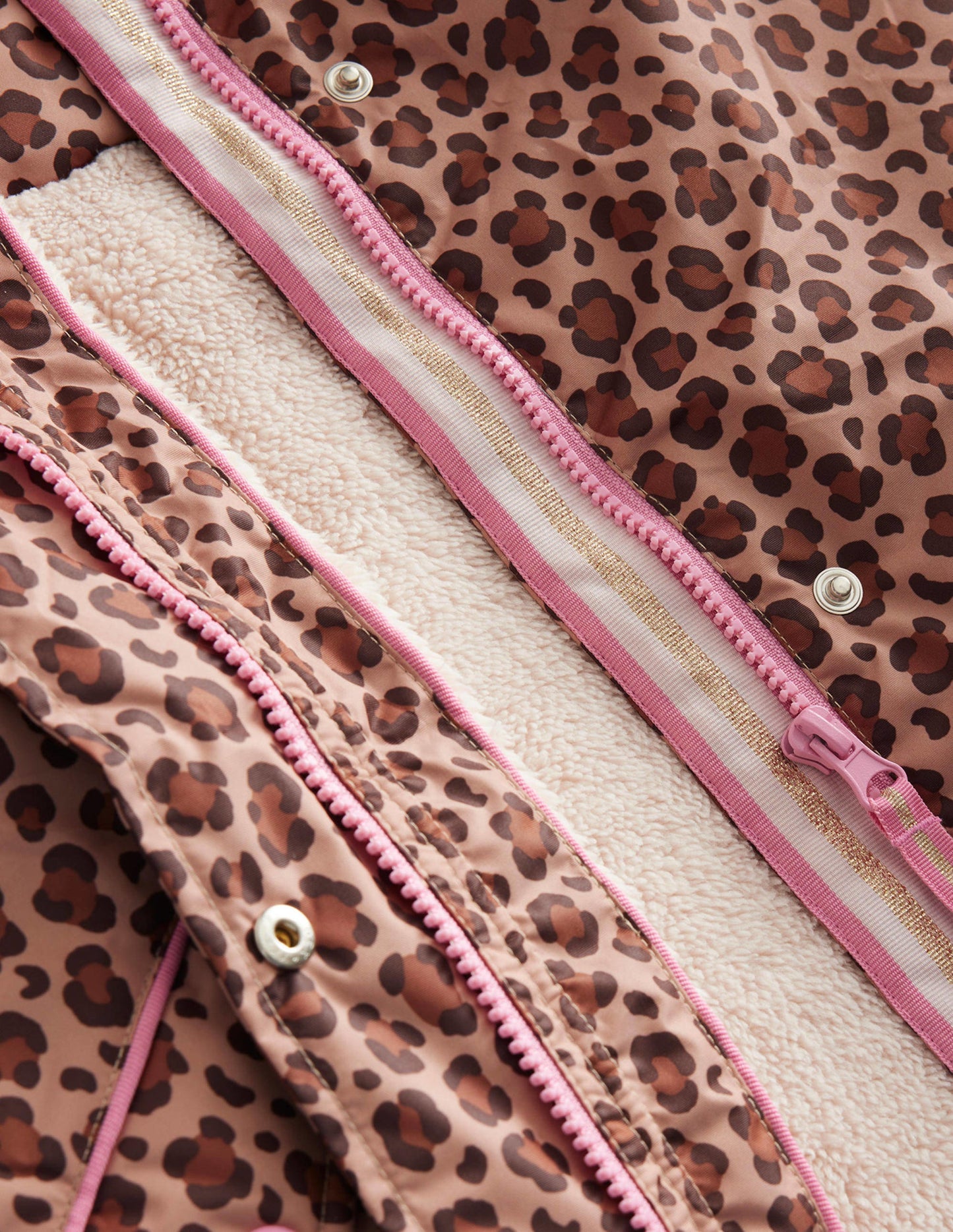 Anorak mit Sherpa-Futter-Nussbraun Leopardendruck