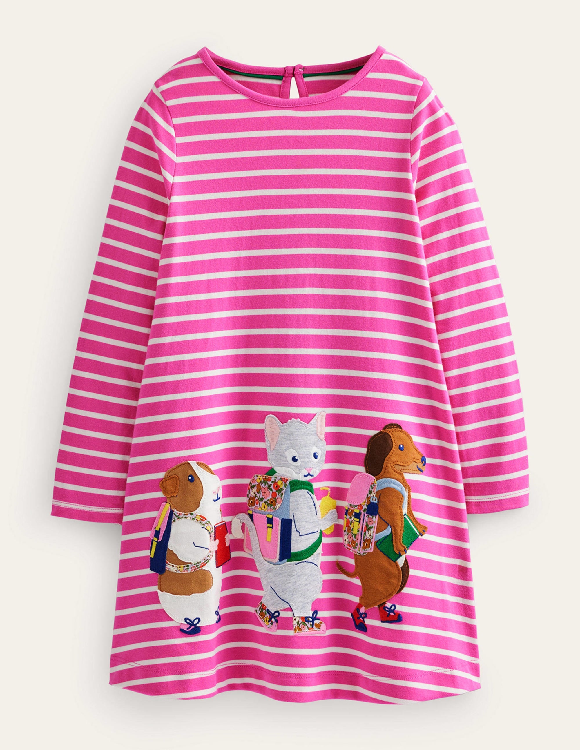 Kleid mit großer Applikation-Rosarot/Naturweiß - Image 1