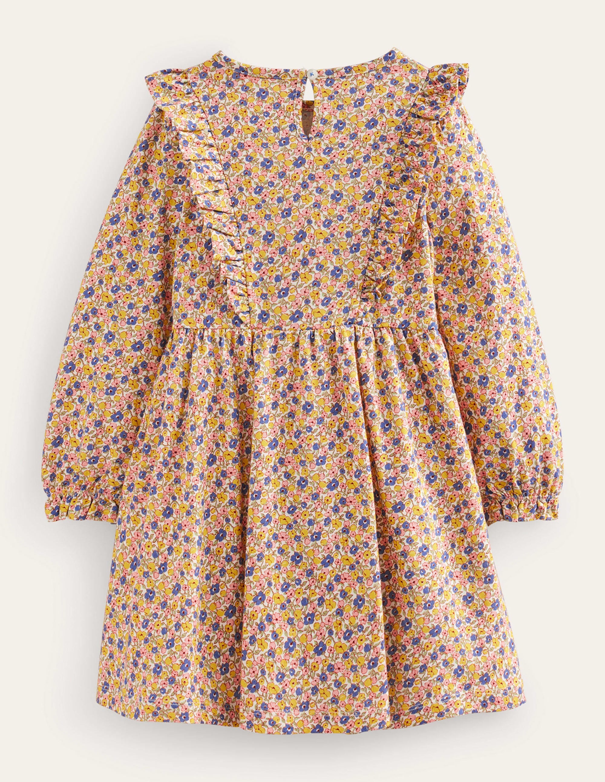 Rüschenkleid mit langen Ärmeln-Bunt Kleines Blumenmuster - Image 2