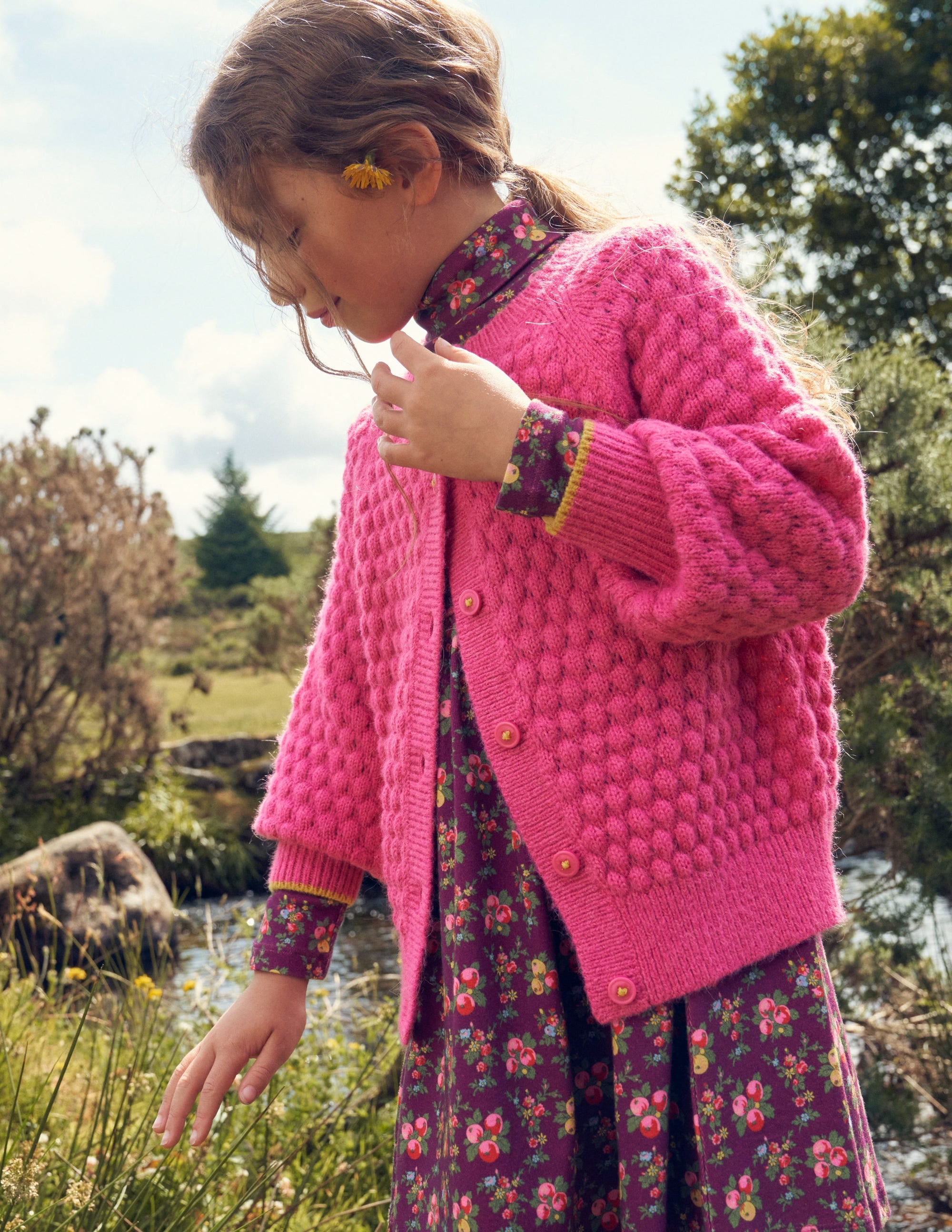 Cardigan en maille noisette-Rose moyen - Image 4