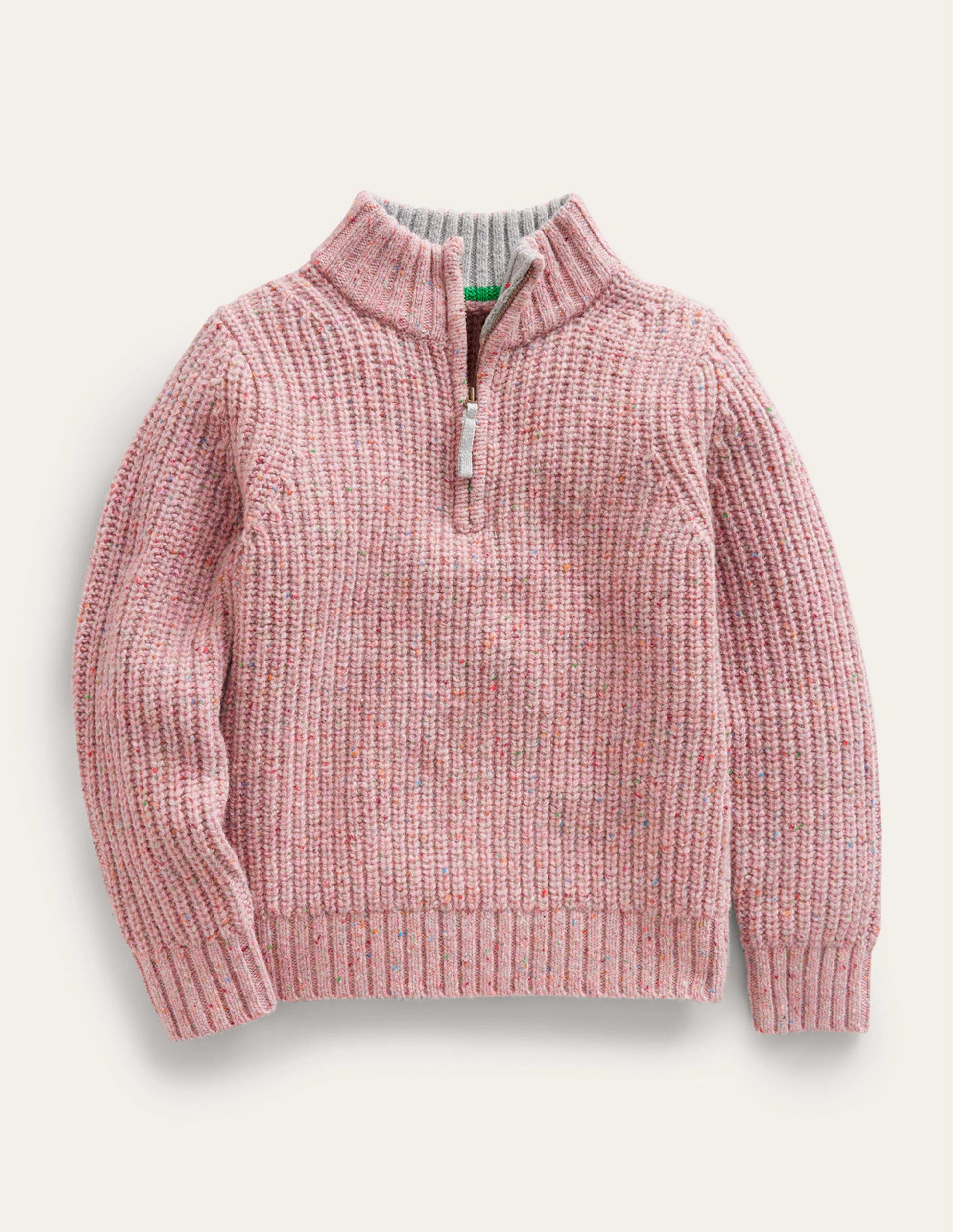 Pullover mit Halbreißverschluss-Blassrosa Aufgerauht-1