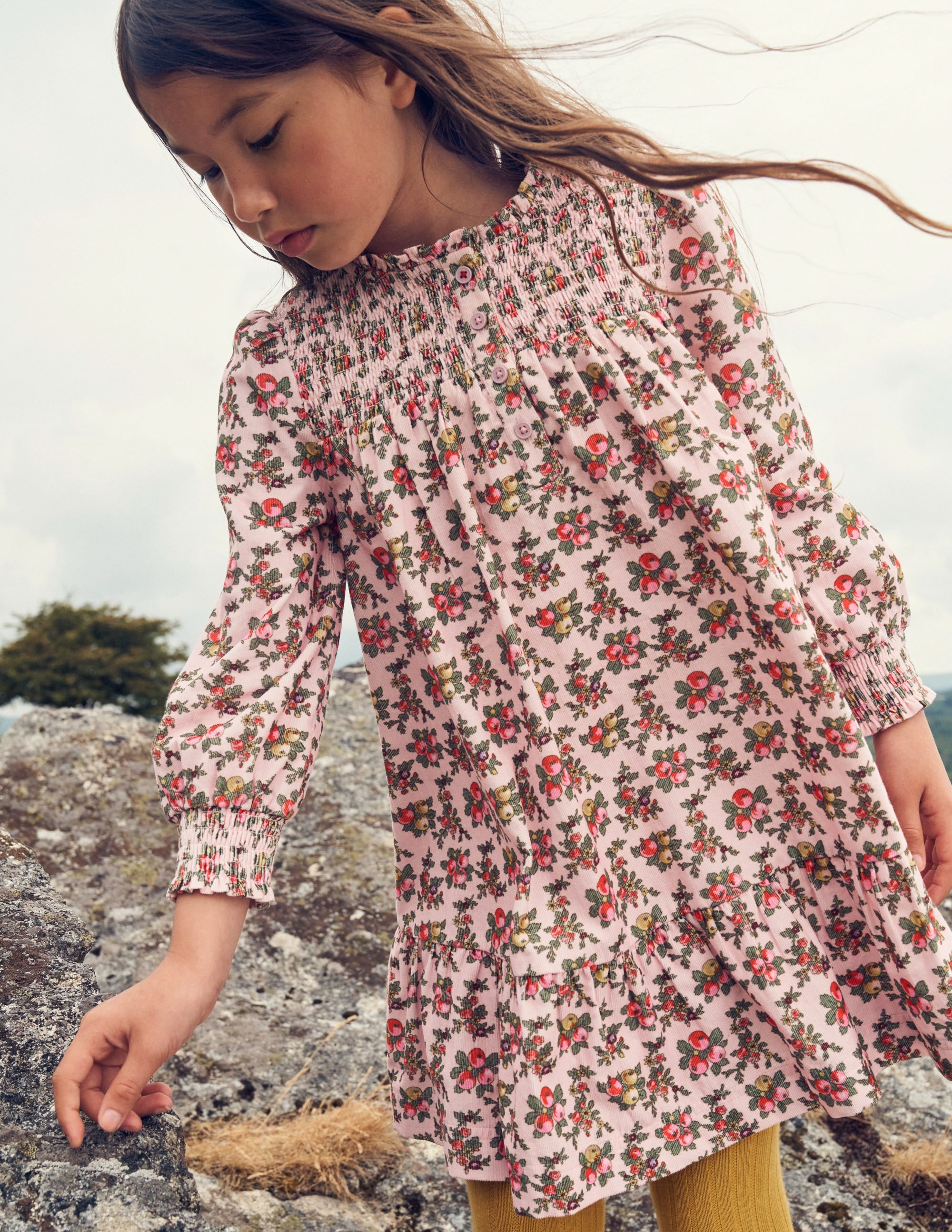 Shirred Cord Dress-French Pink Apple Orchard - Image 4