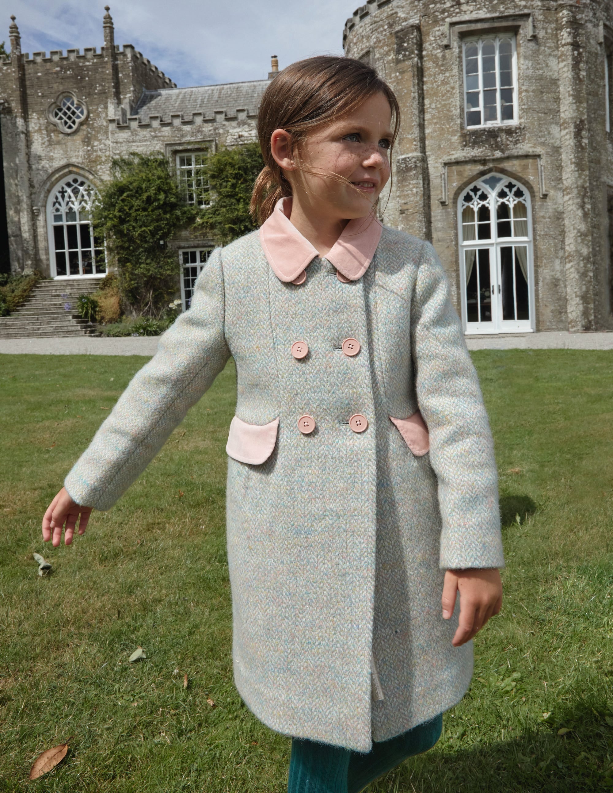 Manteau en laine mélangée-Chevrons rose/bleu - Image 5