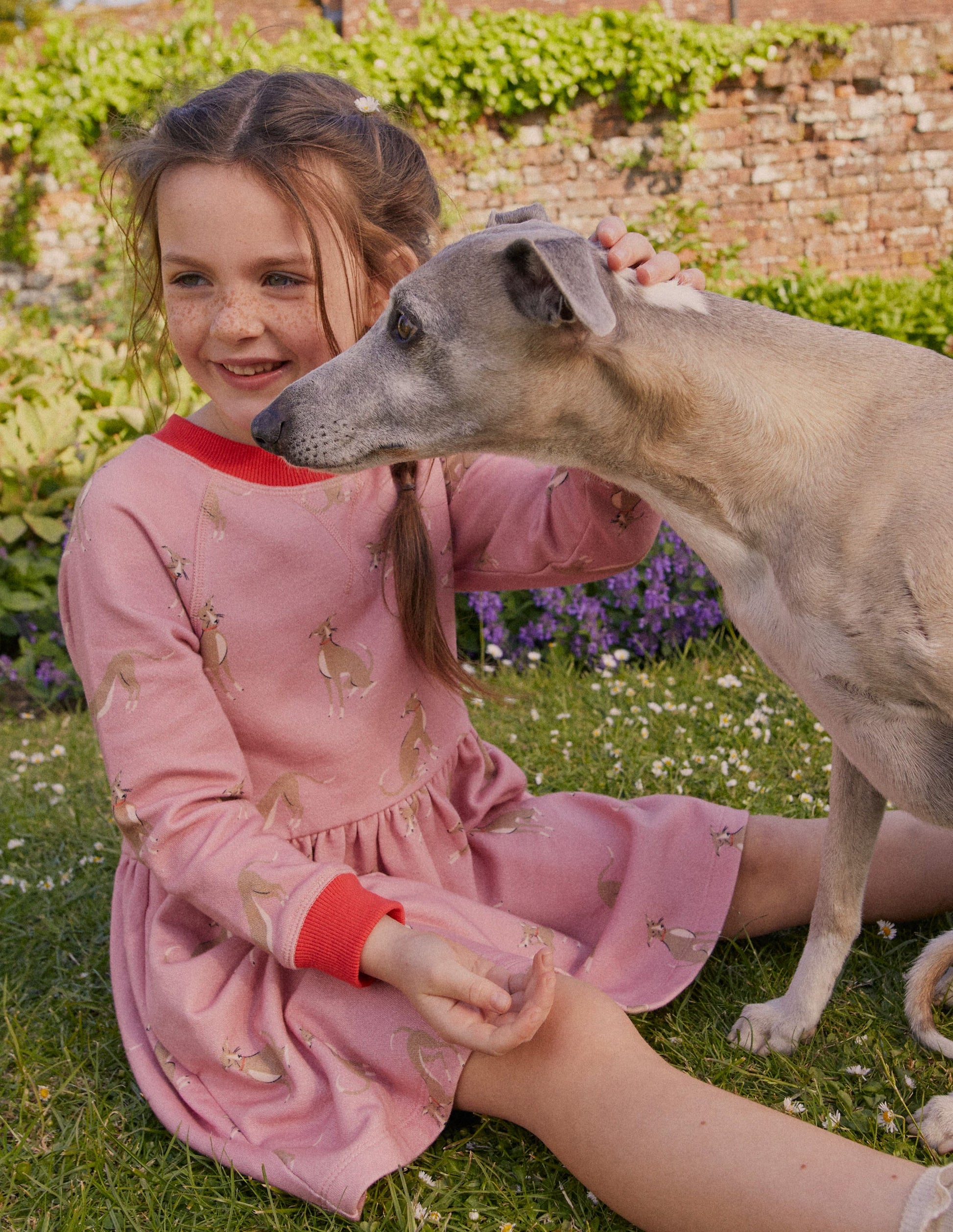 Printed Sweatshirt Dress-Vintage Pink Whippet-4