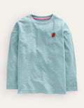 T-shirt à motif brodé-Bleu tourmaline