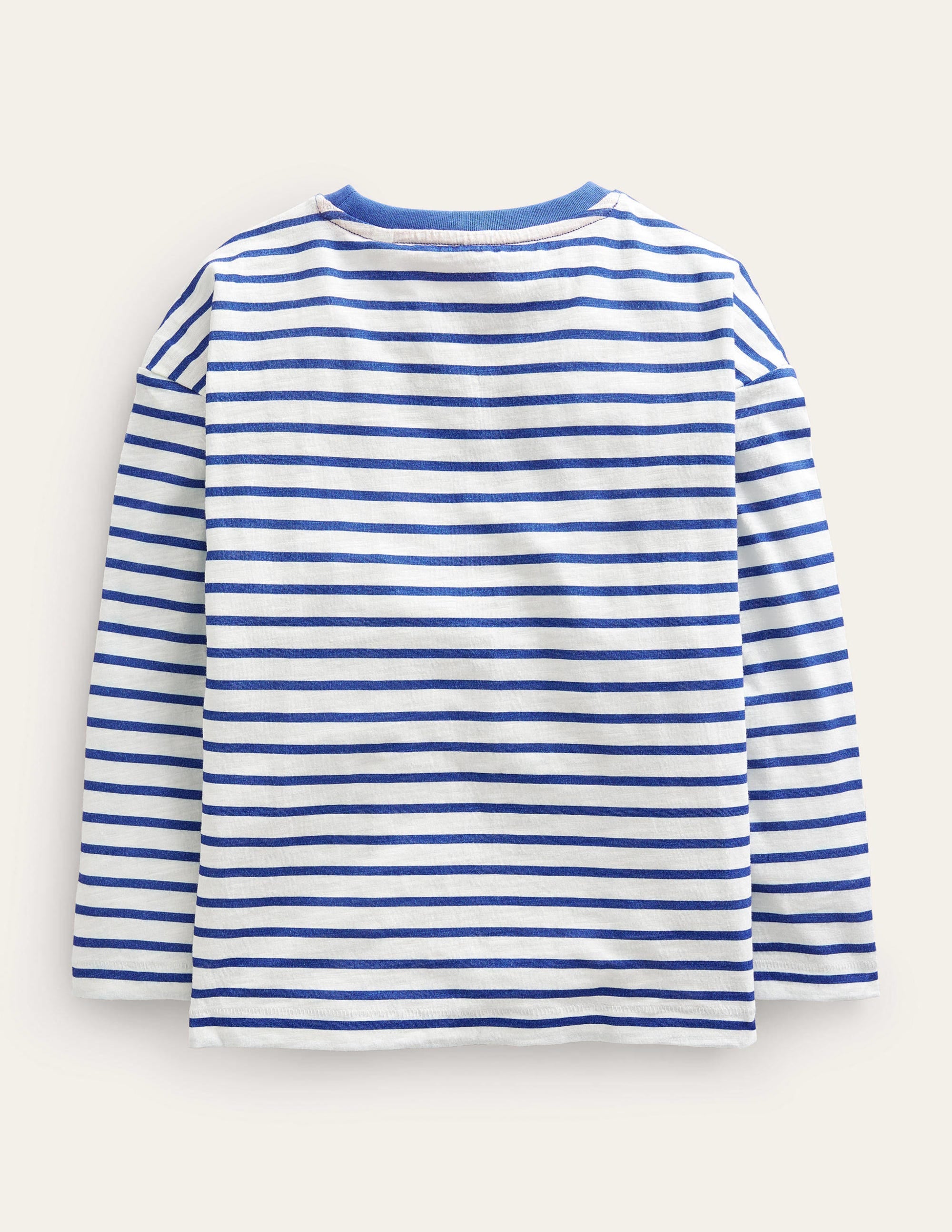 Embroidered Motif T-shirt-Delft blue/ivory - Image 2