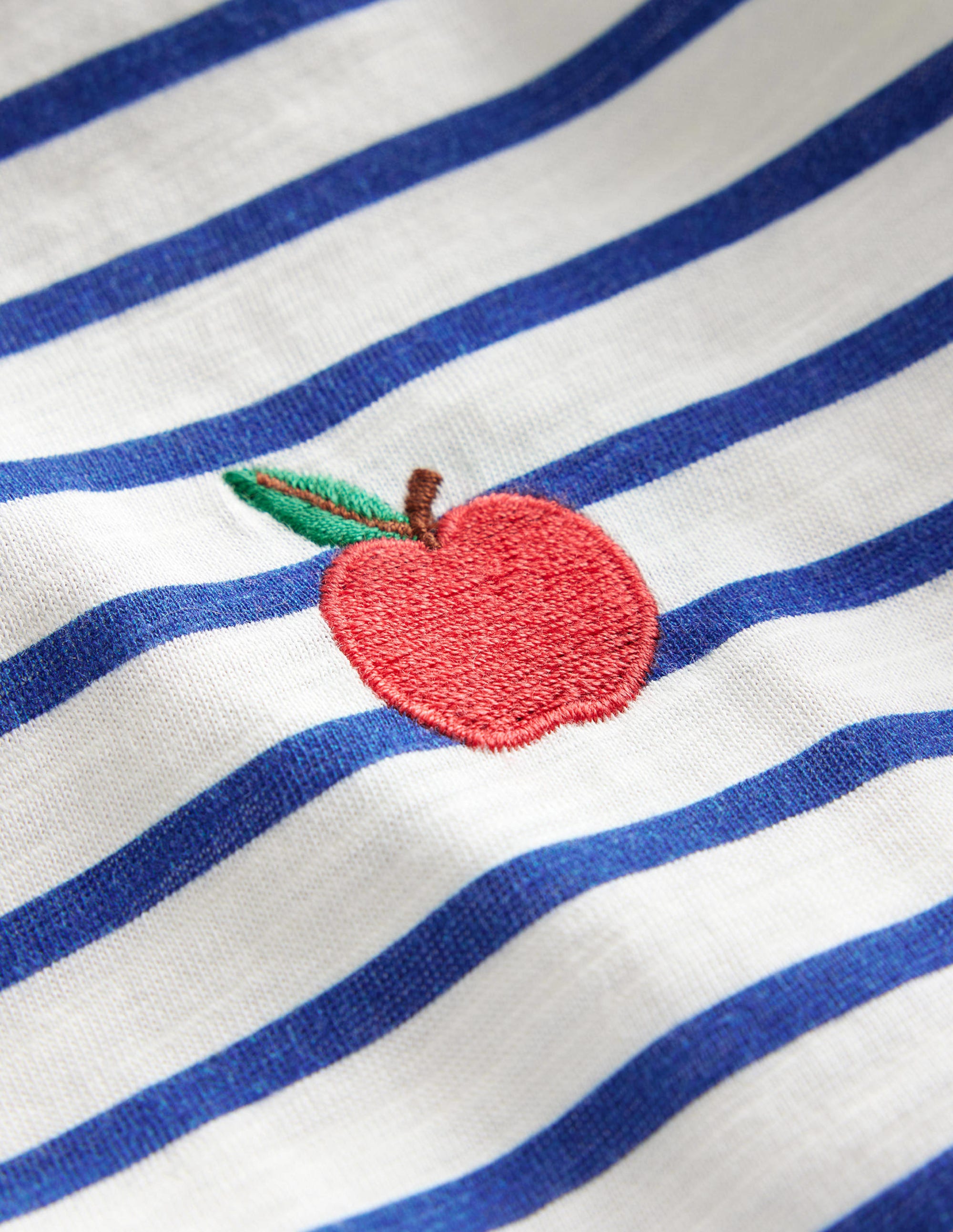 Embroidered Motif T-shirt-Delft blue/ivory - Image 3