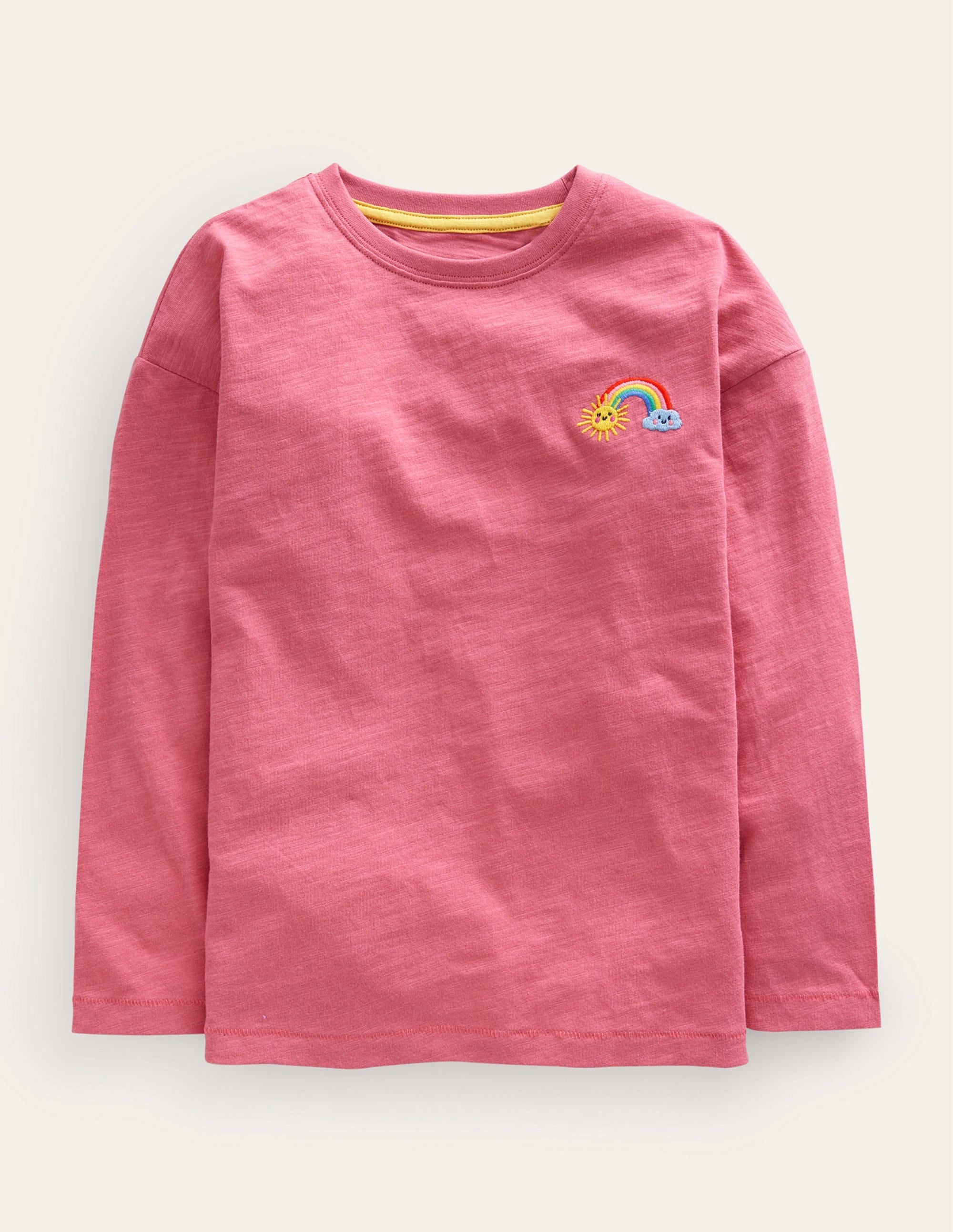 T-Shirt mit aufgesticktem Motiv-Rosarot - Image 1