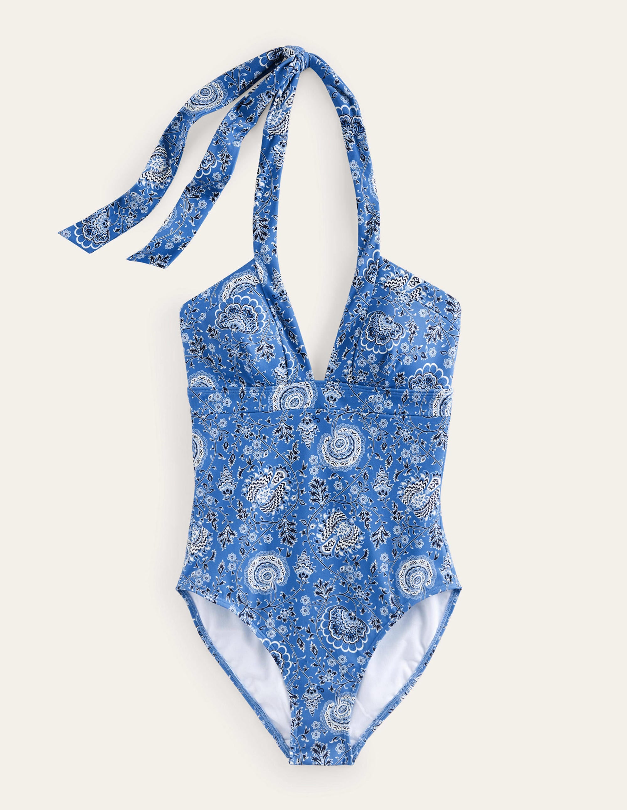 Ithaca Neckholder-Badeanzug-Azurblau, Gardenienhain - Image 5