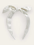 Bow Headband-Silver Metallic Stripe